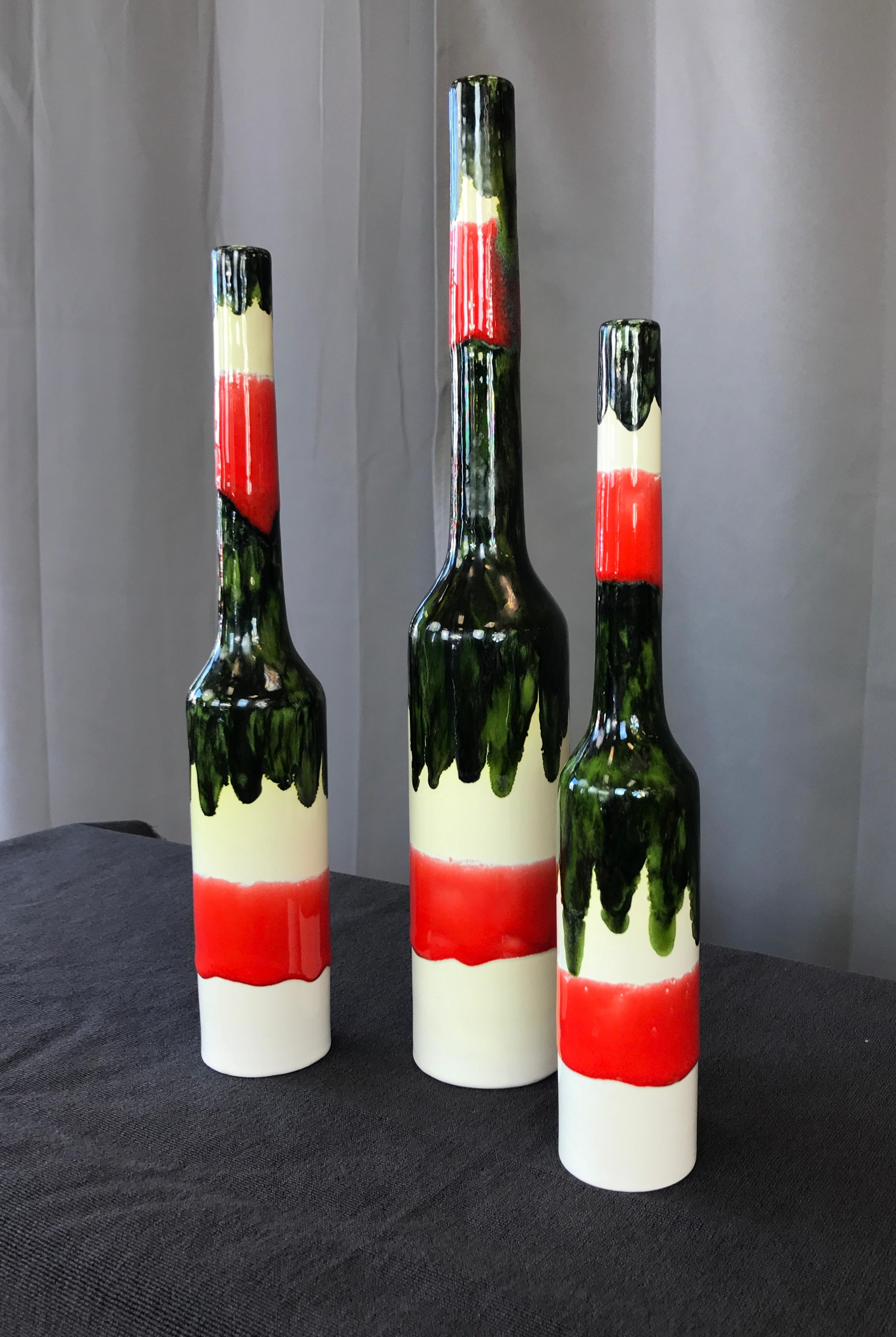 Mid-Century Modern Set Of Three San Polo Ceramic Vases For Sale