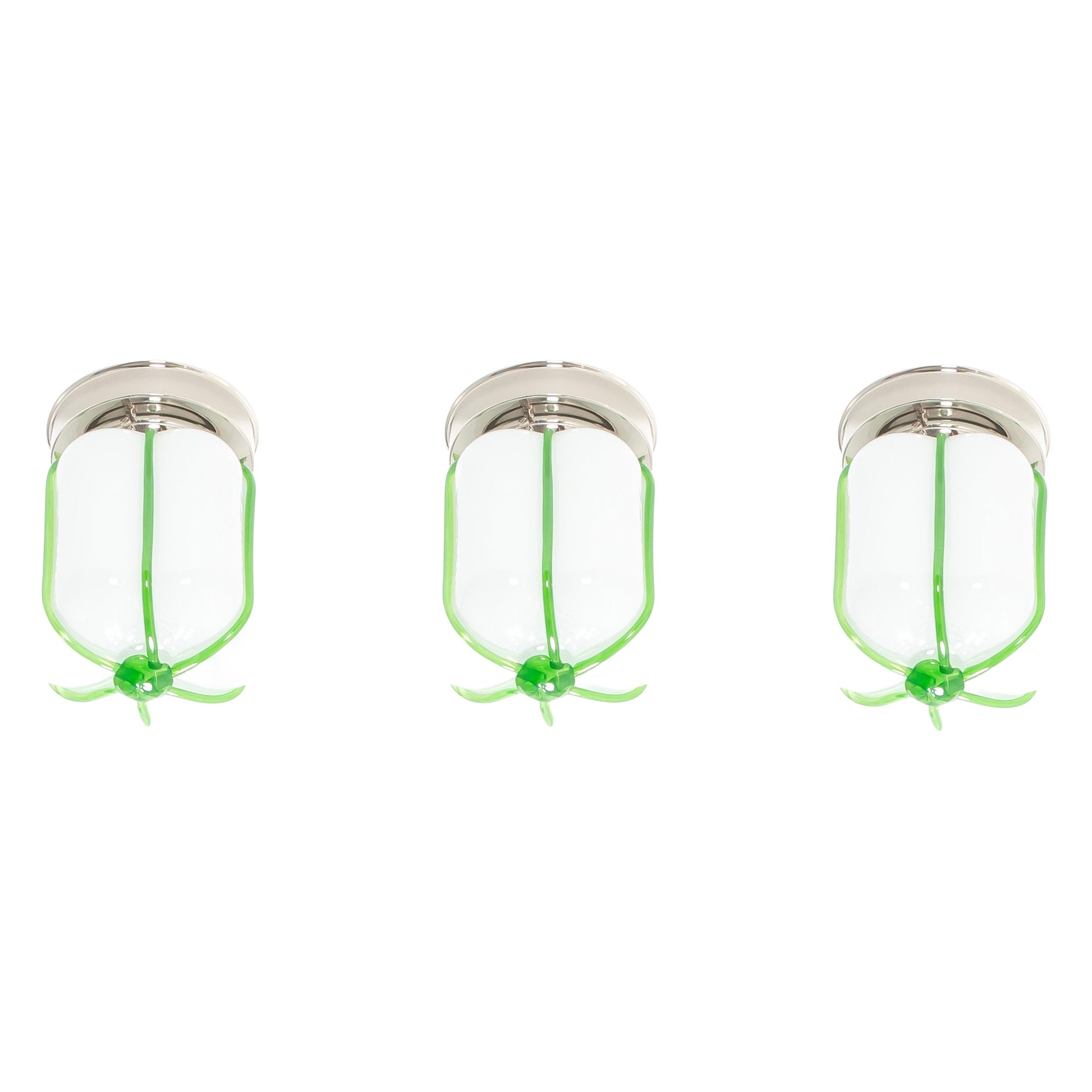 Set of Three Scandinavian Flush Mount Ceiling Lights