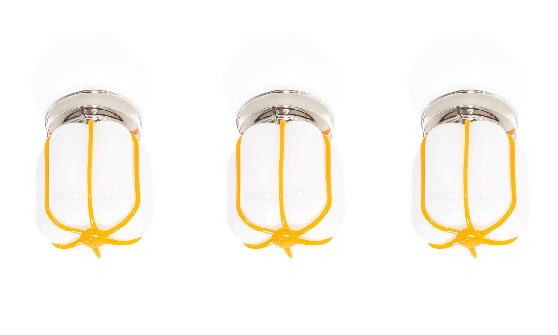 Set of Three Scandinavian Flush Mount Ceiling Lights