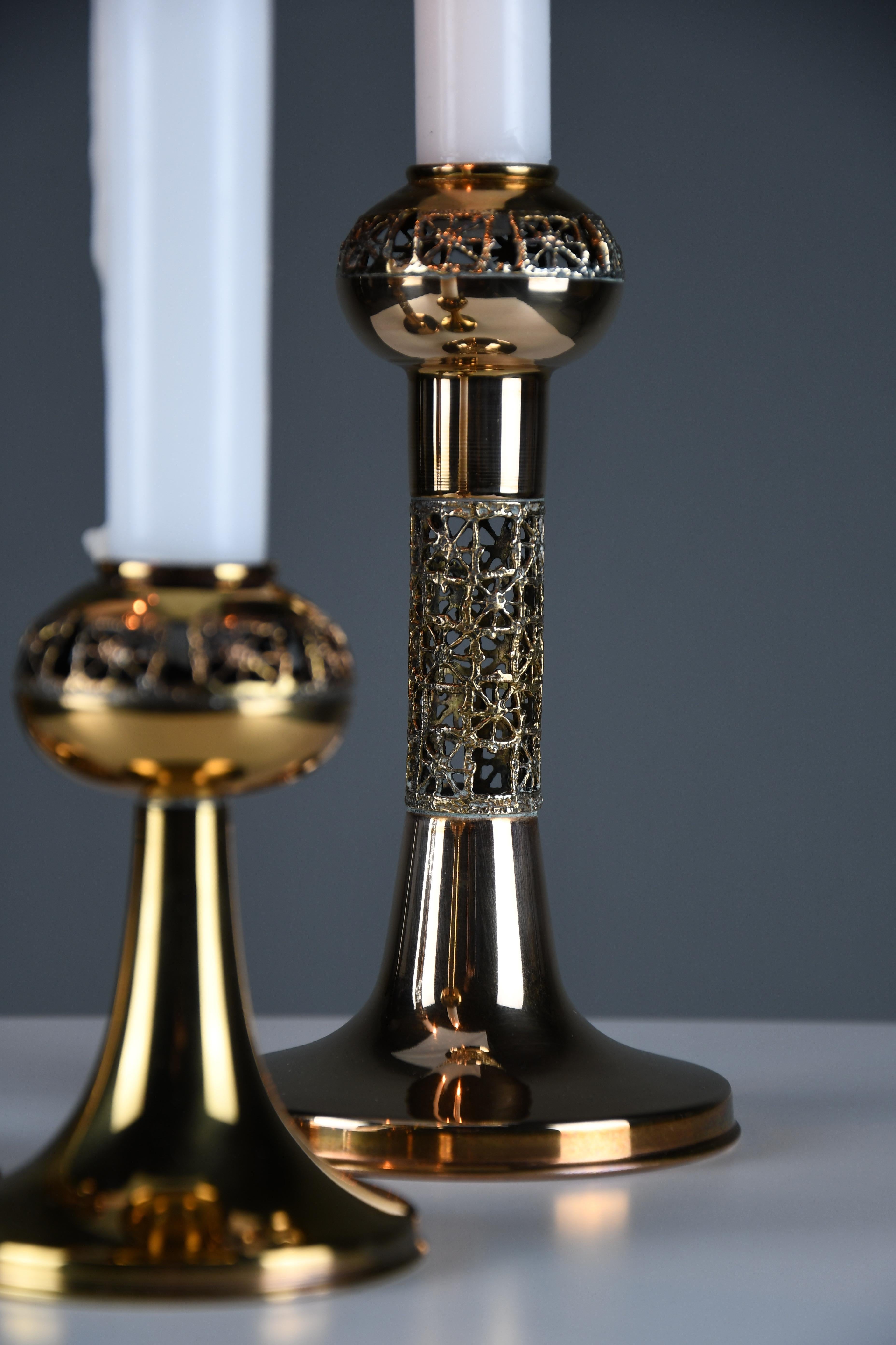 Mid-Century moderno Set di tre candelieri in rame The Modern Scandinavian 