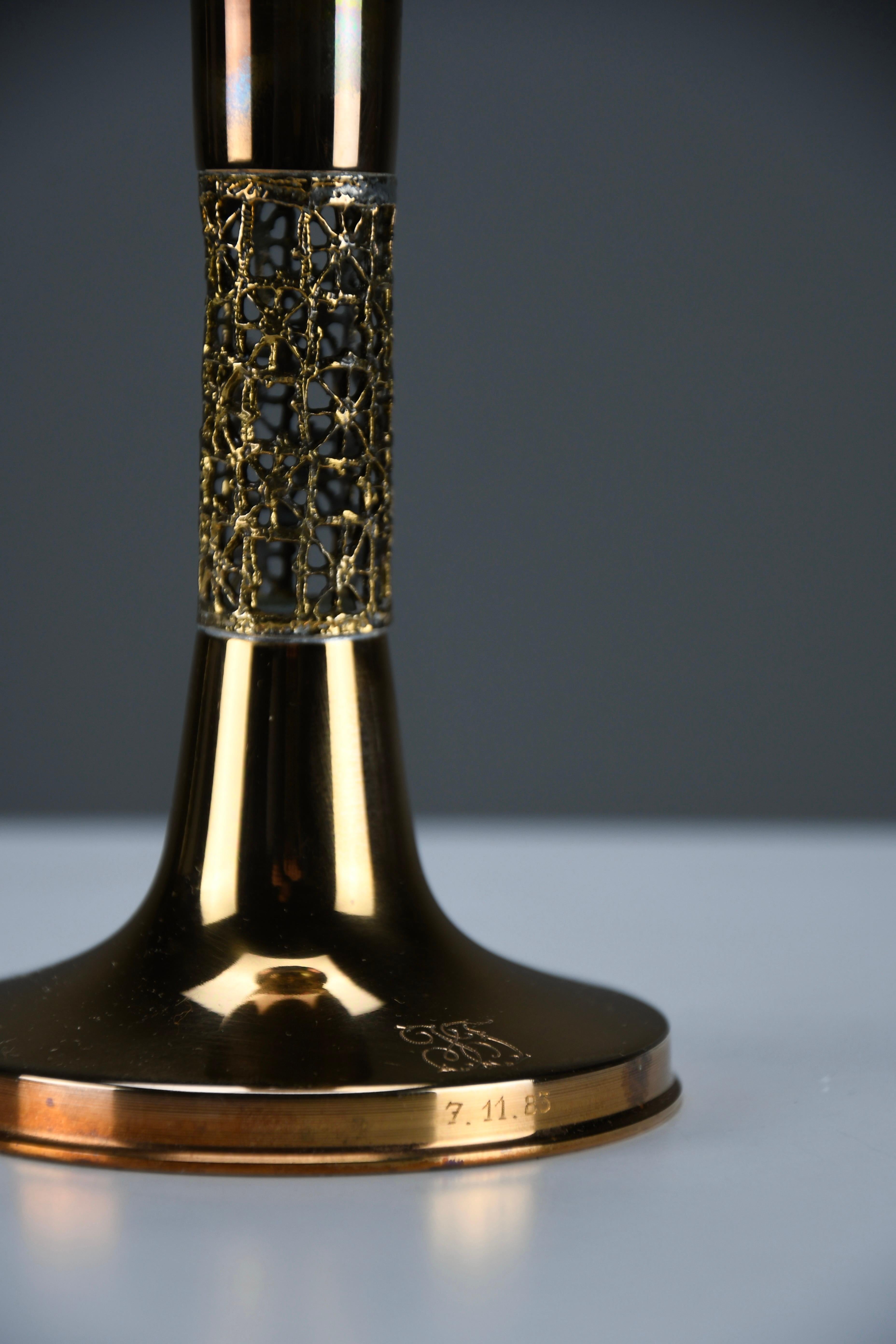 Mid-Century moderno Set di tre candelieri in rame The Modern Scandinavian 