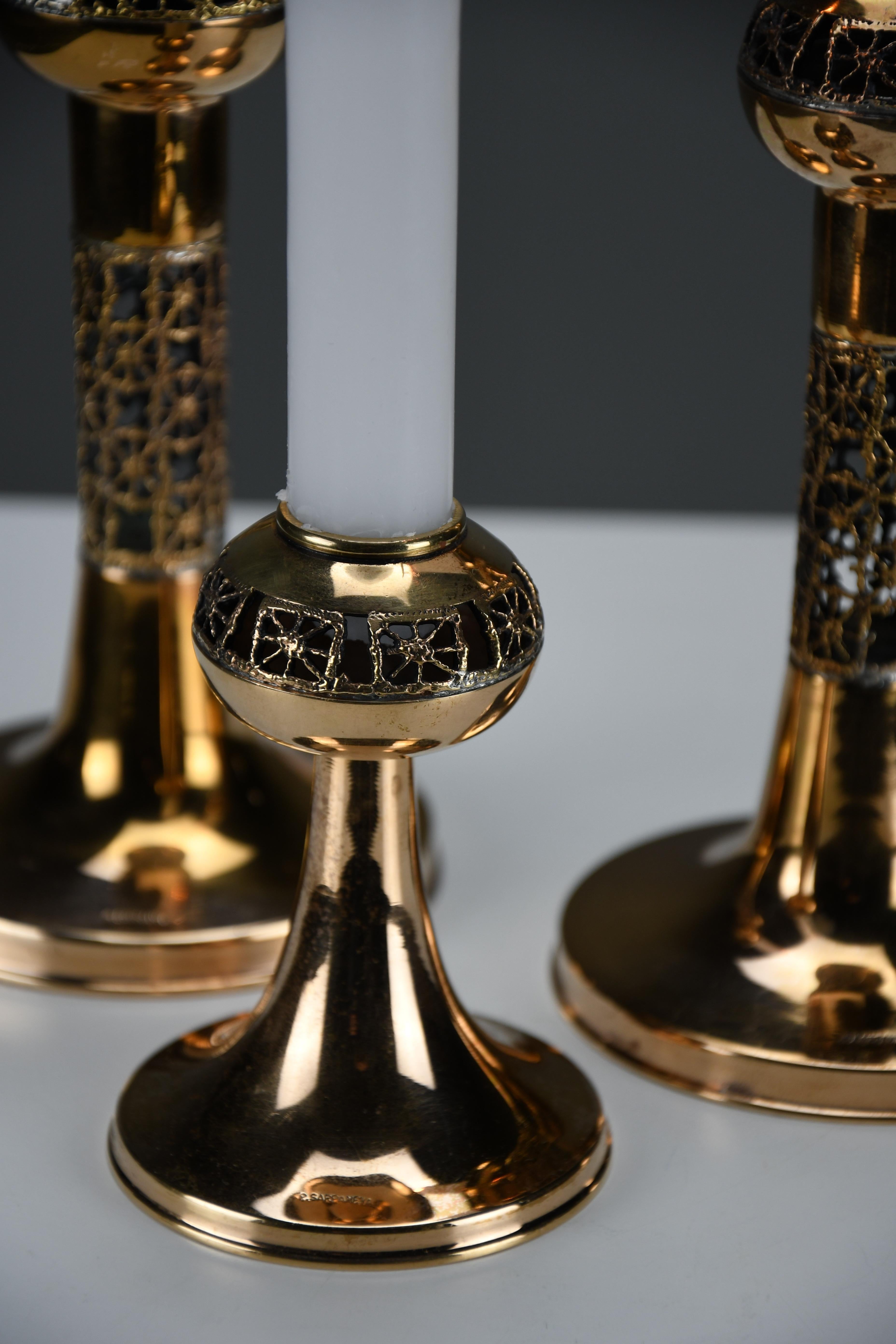 Metà XX secolo Set di tre candelieri in rame The Modern Scandinavian 