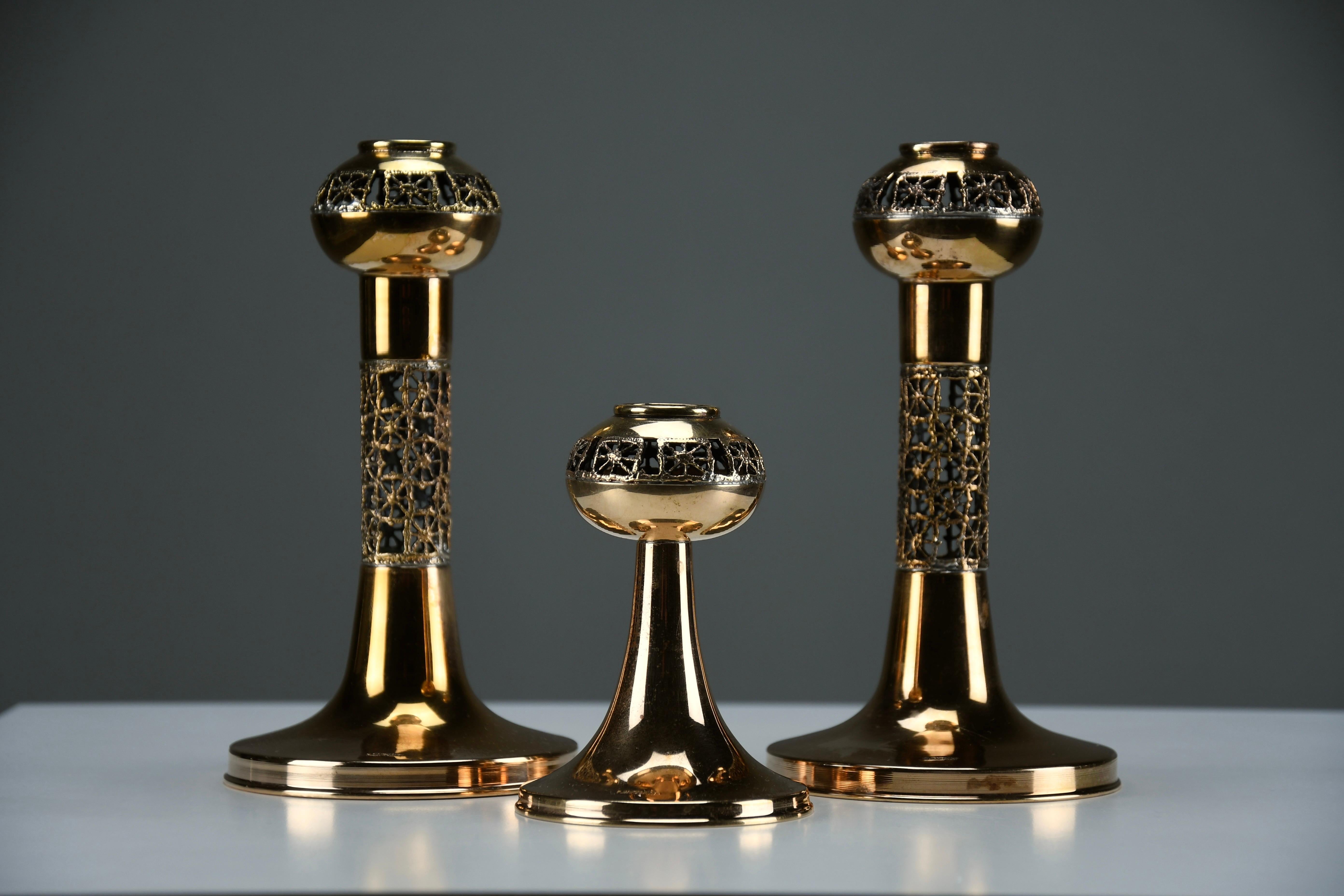 Set di tre candelieri in rame The Modern Scandinavian 