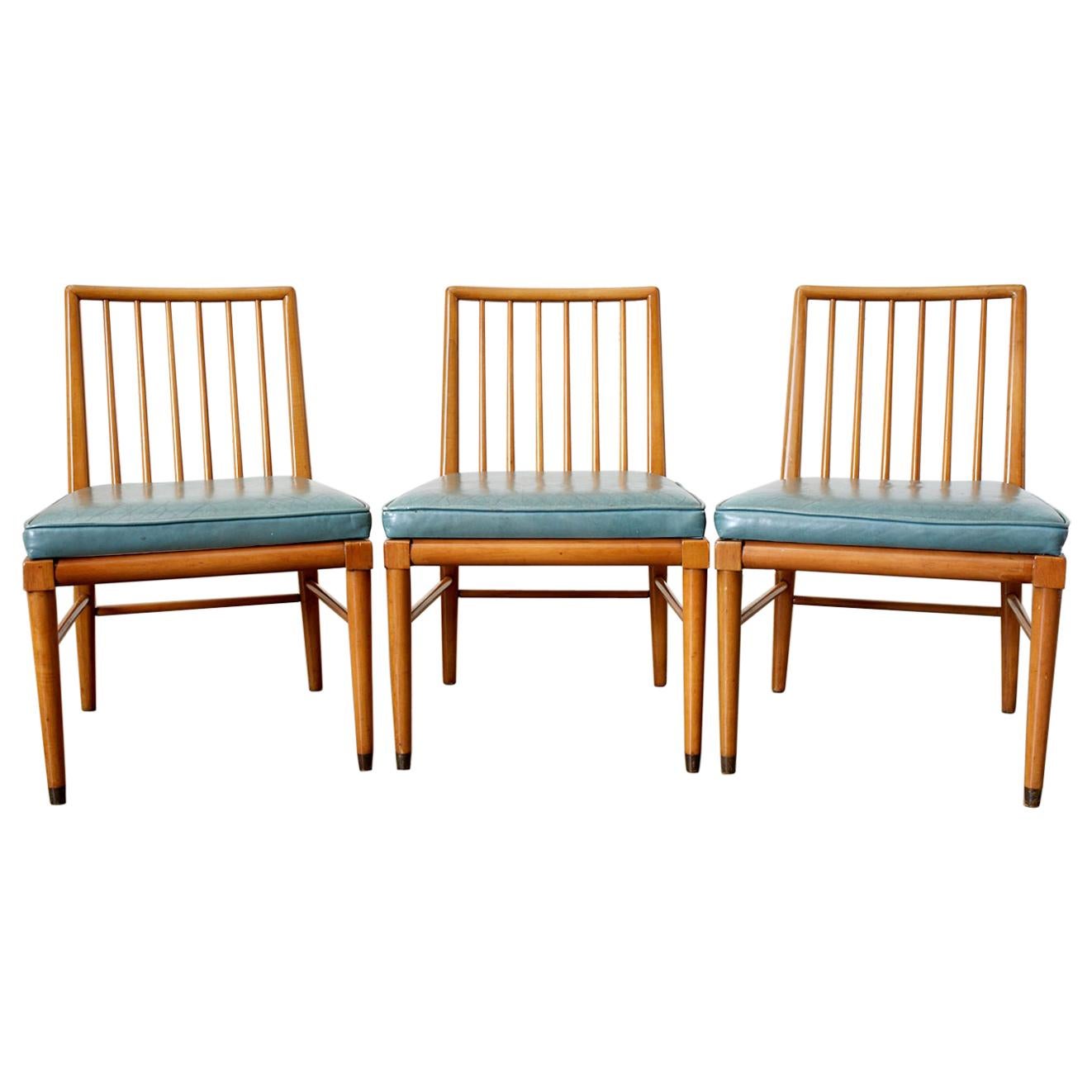 Set of Three Scandinavian Modern Spindle Back Chairs For Sale