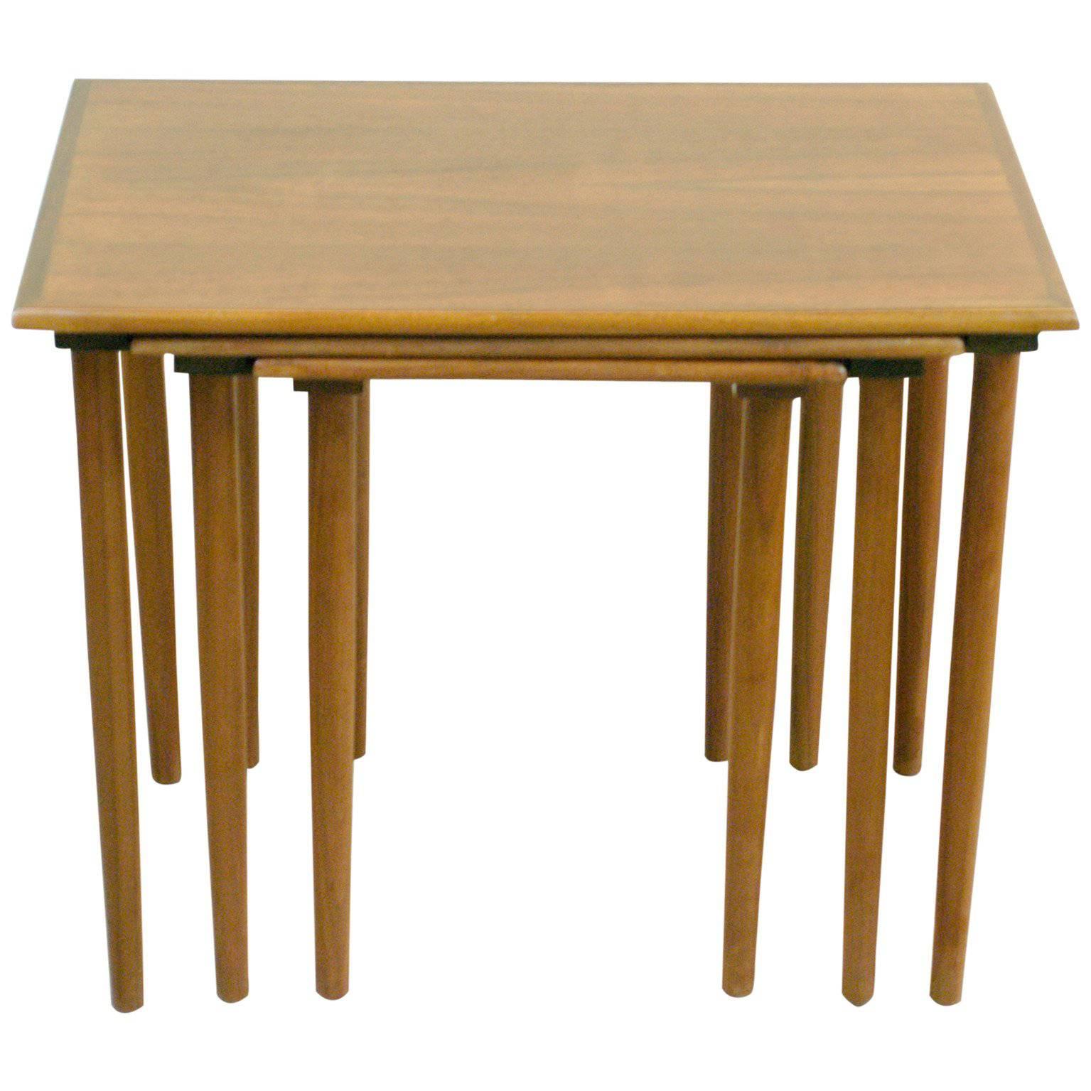 Set of Three Scandinavian Modern Teak Nesting Tables