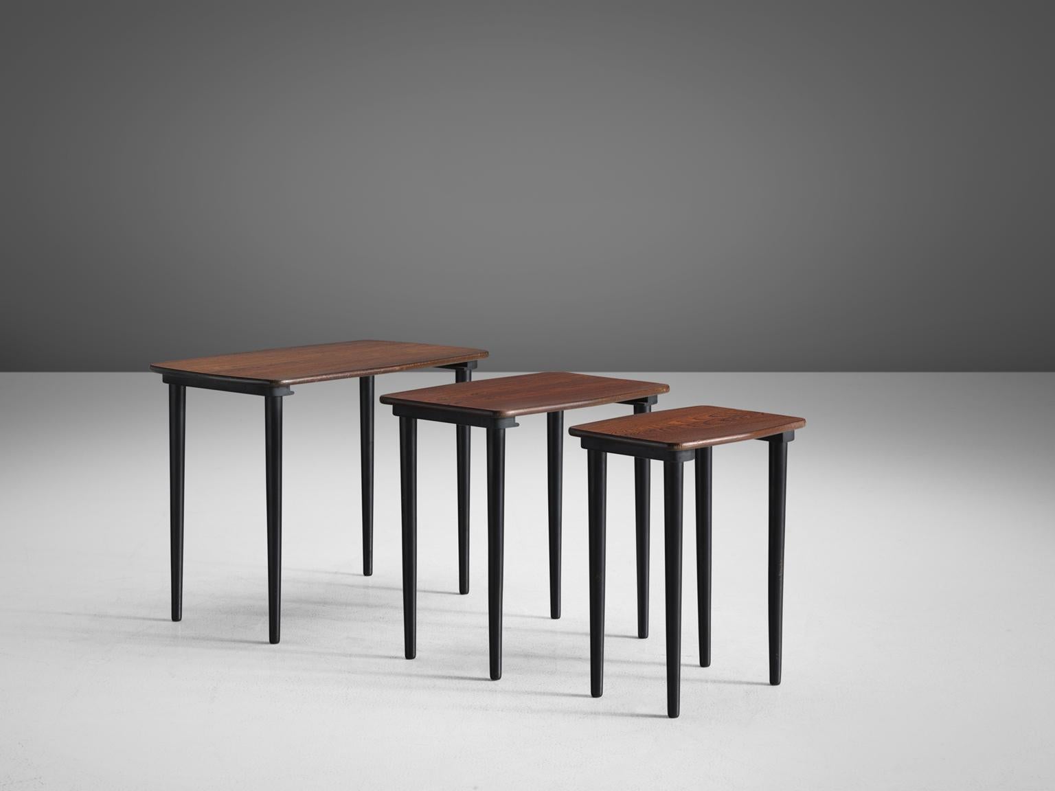 Scandinavian Modern Set of Three Scandinavian Nesting Tables