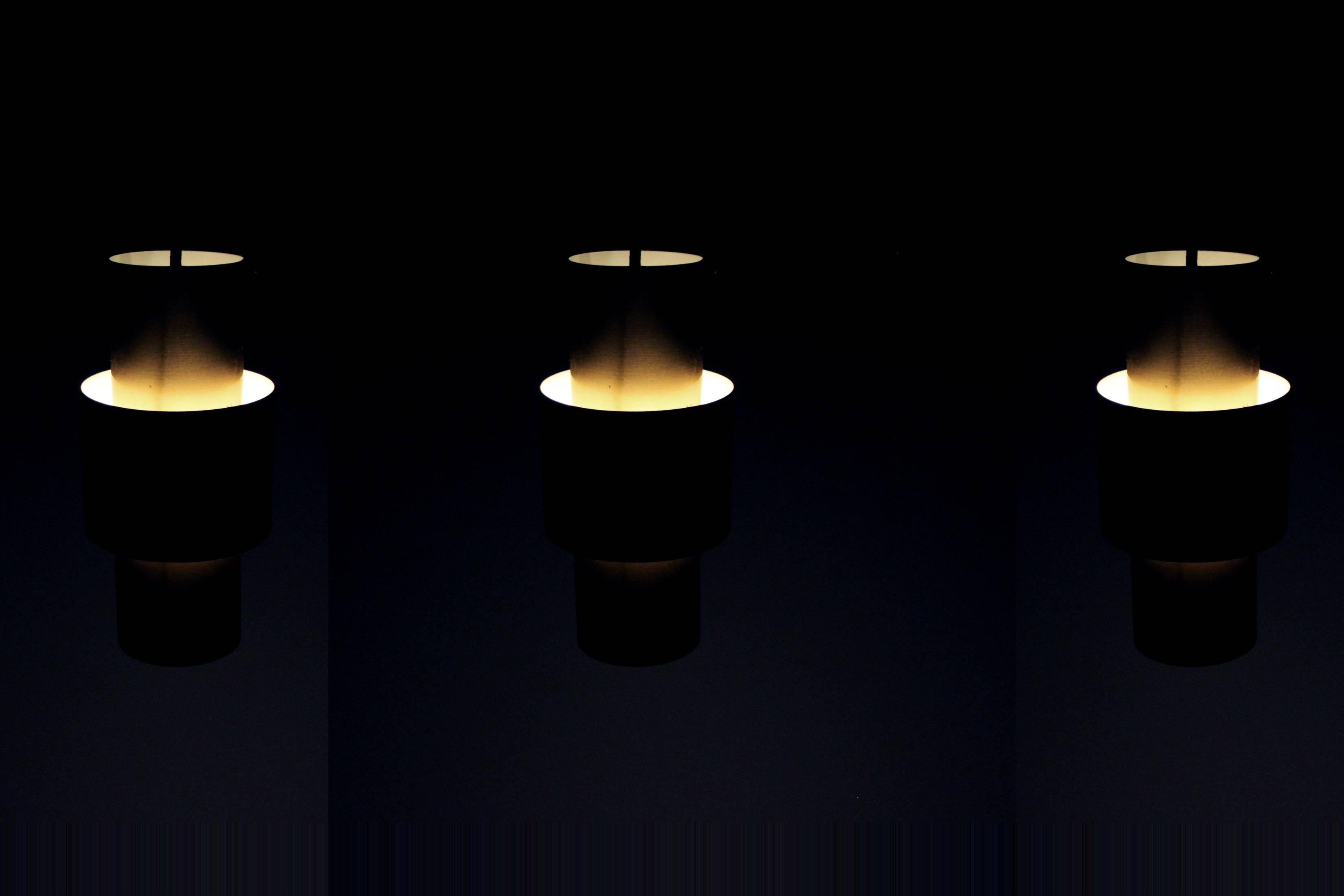 Brass Set of Three Scandinavian Pendant Lights by Jo Hammerborg, Denmark, 1960s