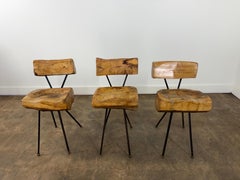 Juego de tres sillas de comedor/acento escultóricas Brutalistas Orgánicas Mexicanas Modernas