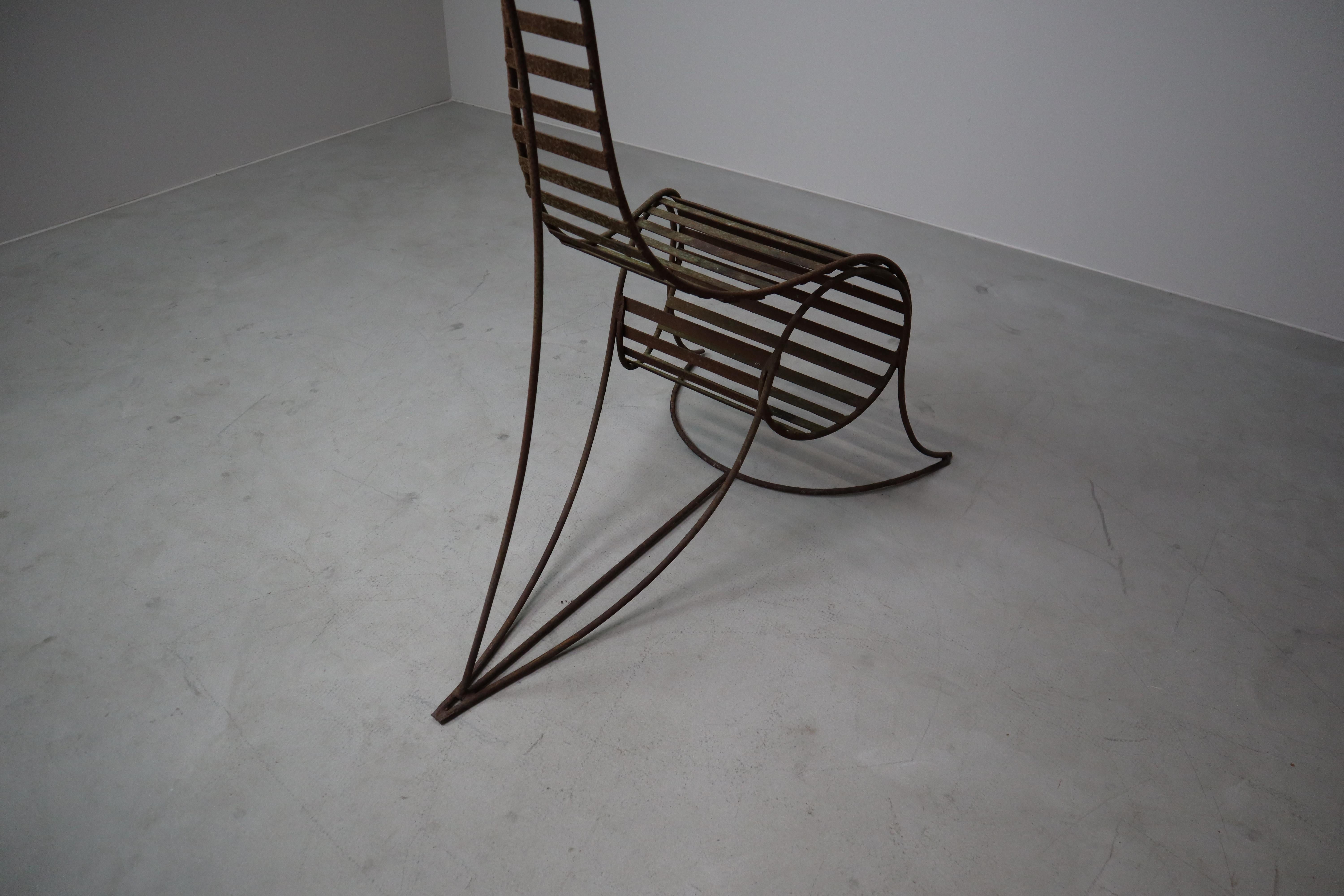 Set of three sculptural iron chairs, in the style of André Dubreuil For Sale 6