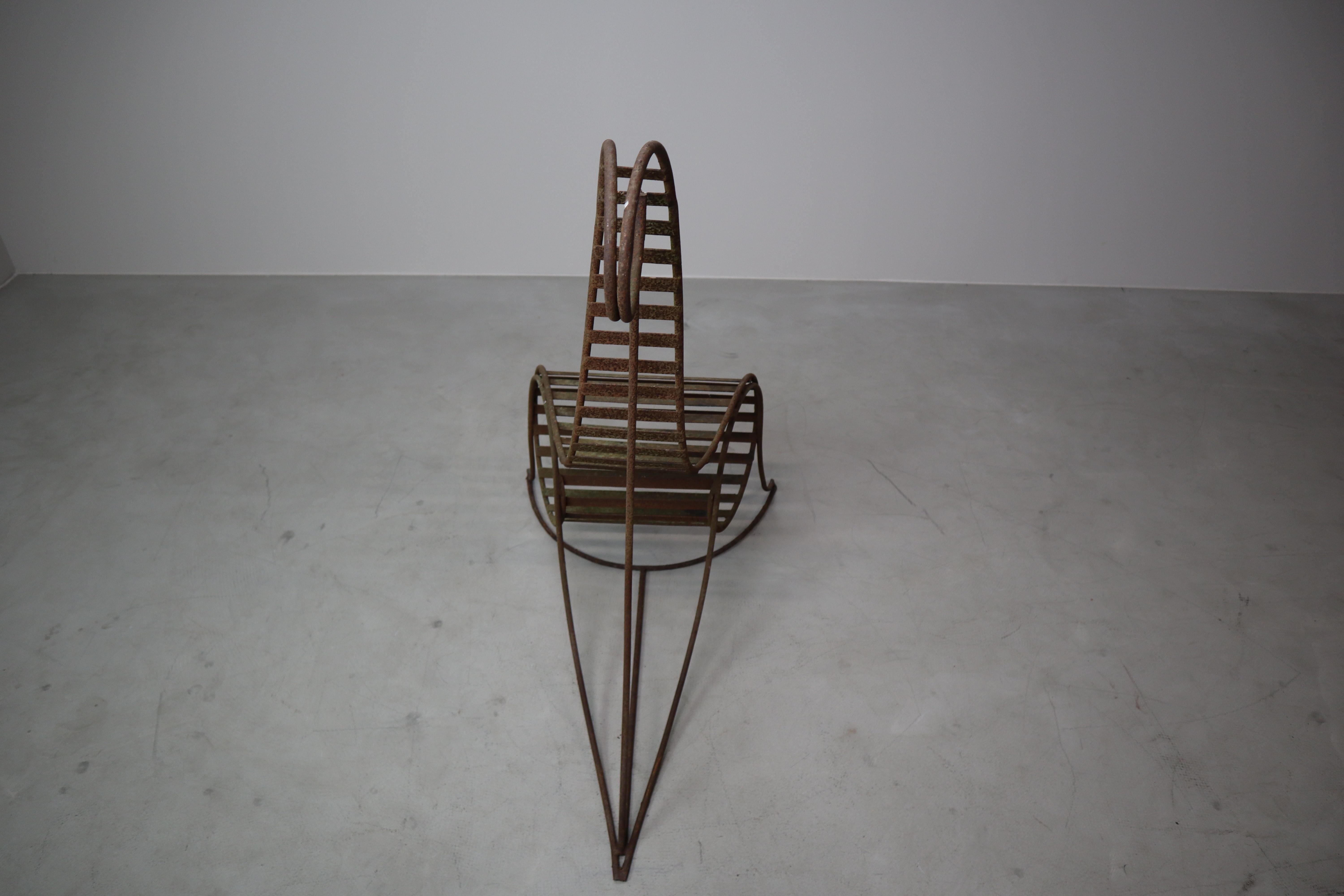 Set of three sculptural iron chairs, in the style of André Dubreuil For Sale 7