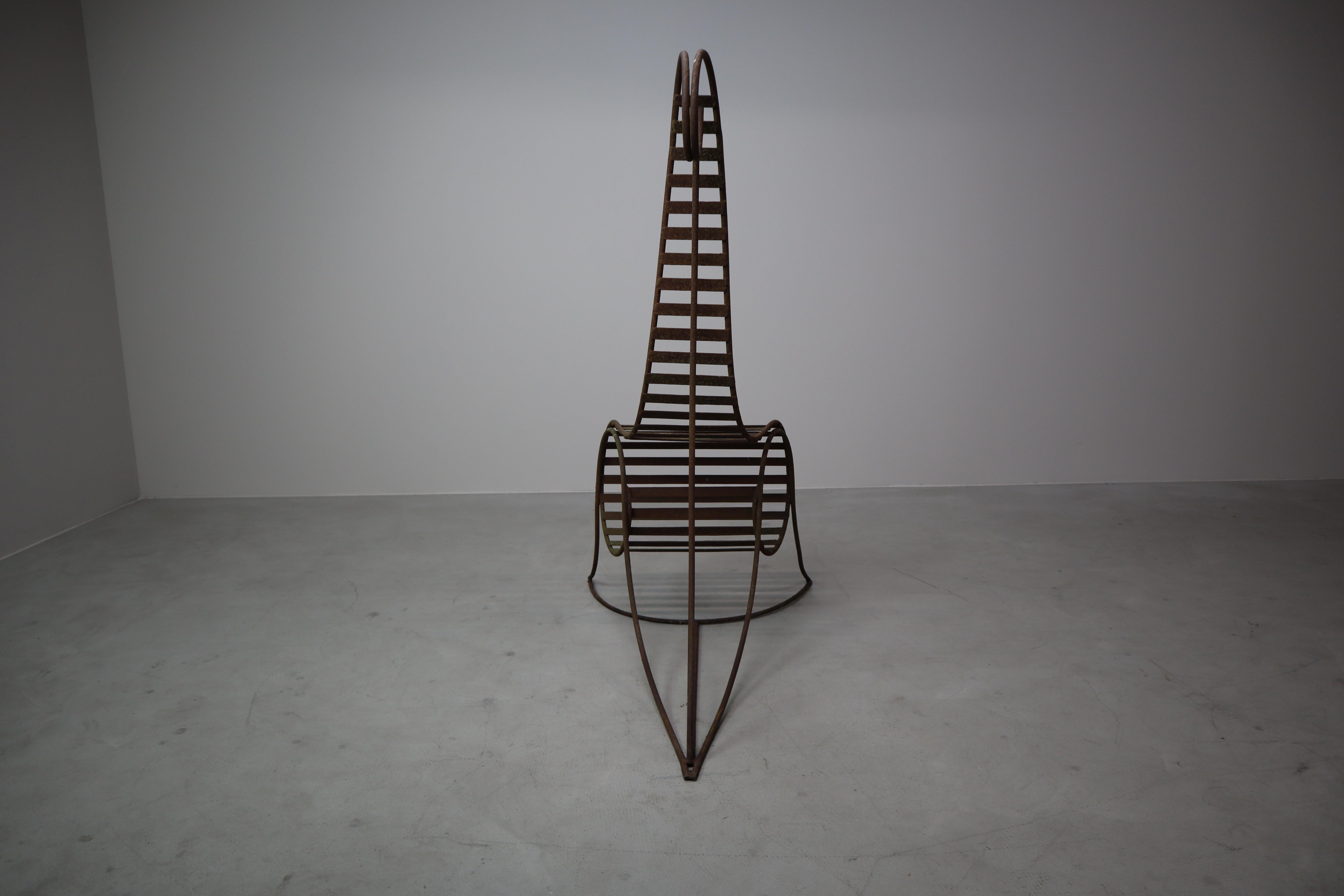 Set of three sculptural iron chairs, in the style of André Dubreuil For Sale 8