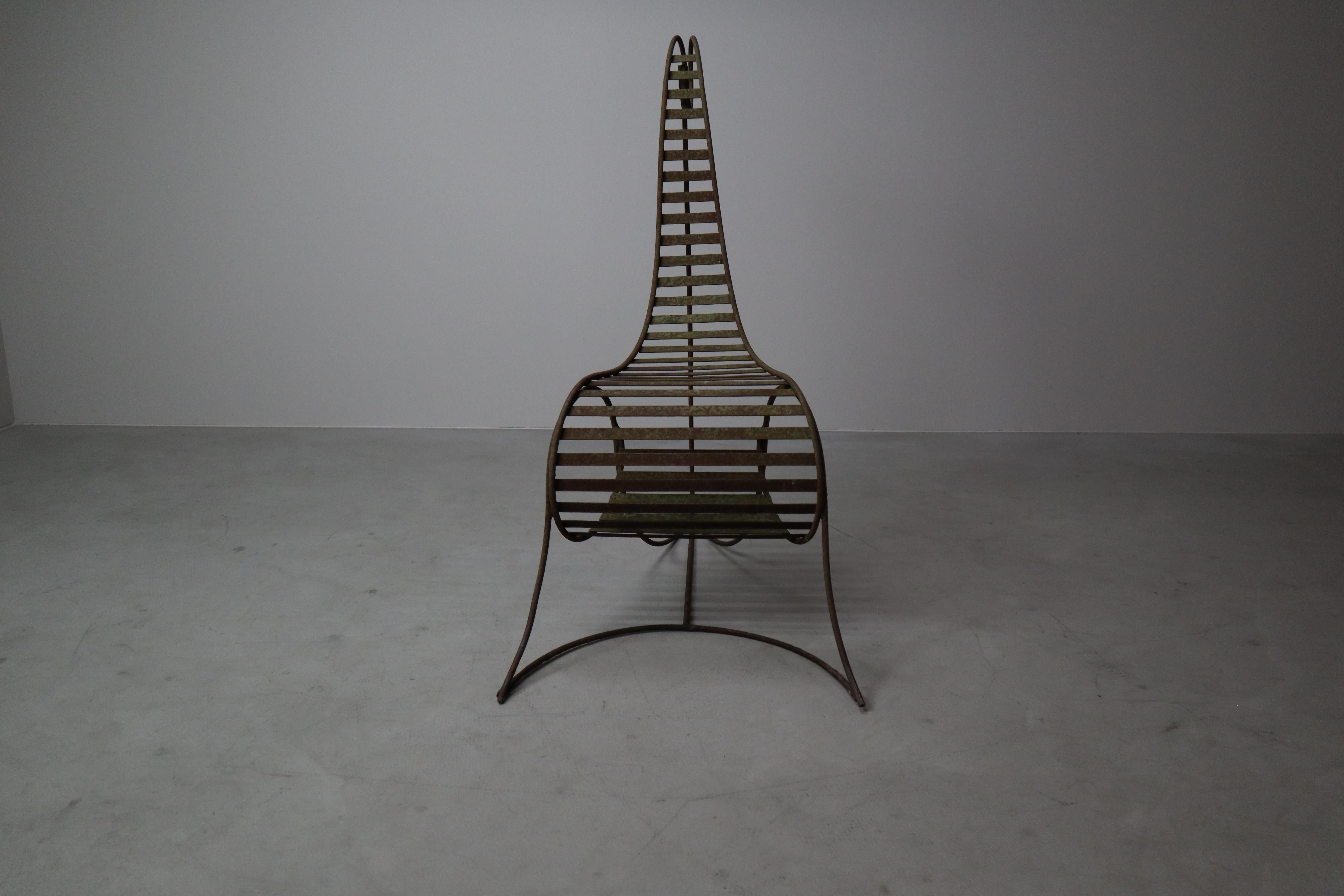 French Set of three sculptural iron chairs, in the style of André Dubreuil For Sale
