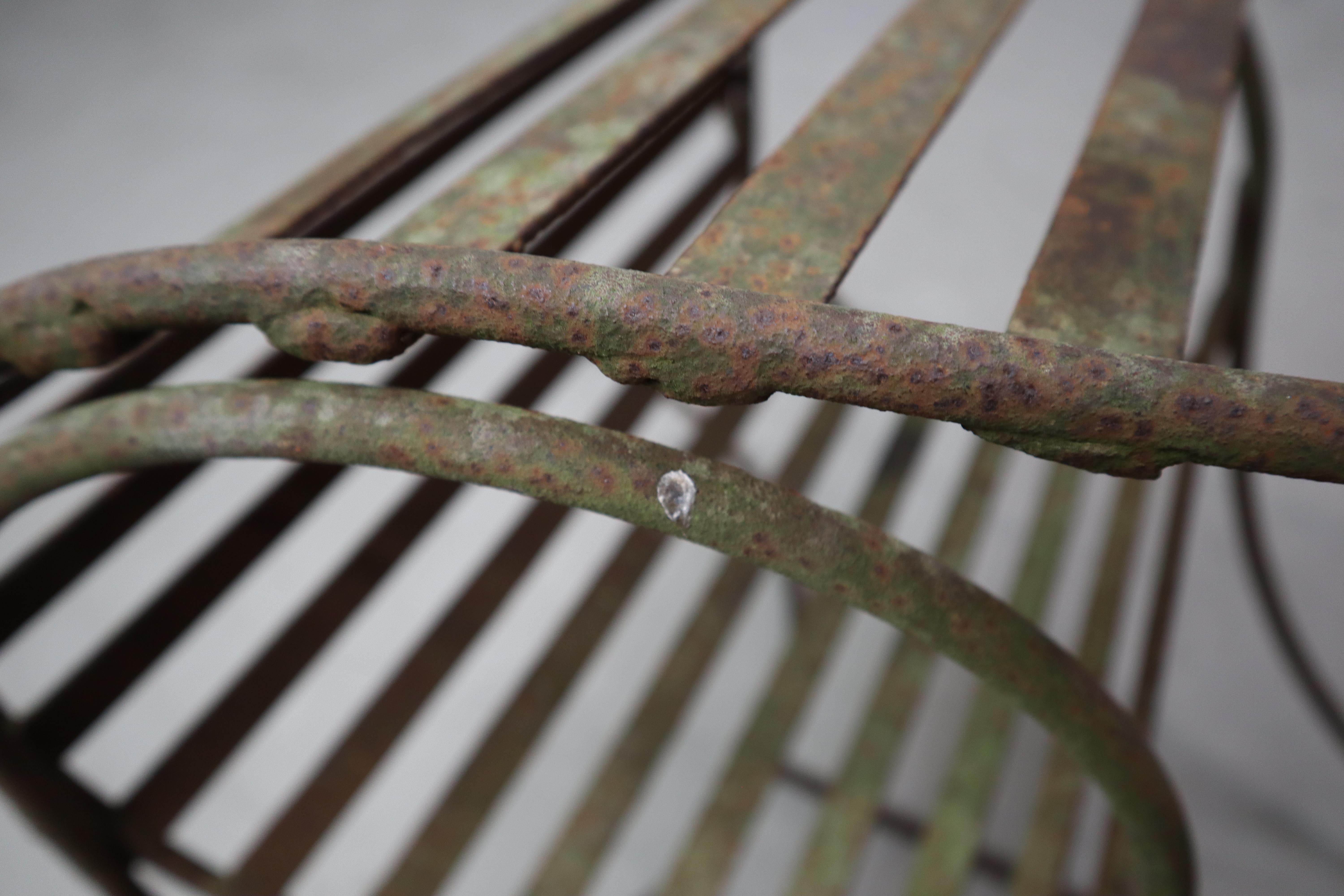 Wrought Iron Set of three sculptural iron chairs, in the style of André Dubreuil For Sale