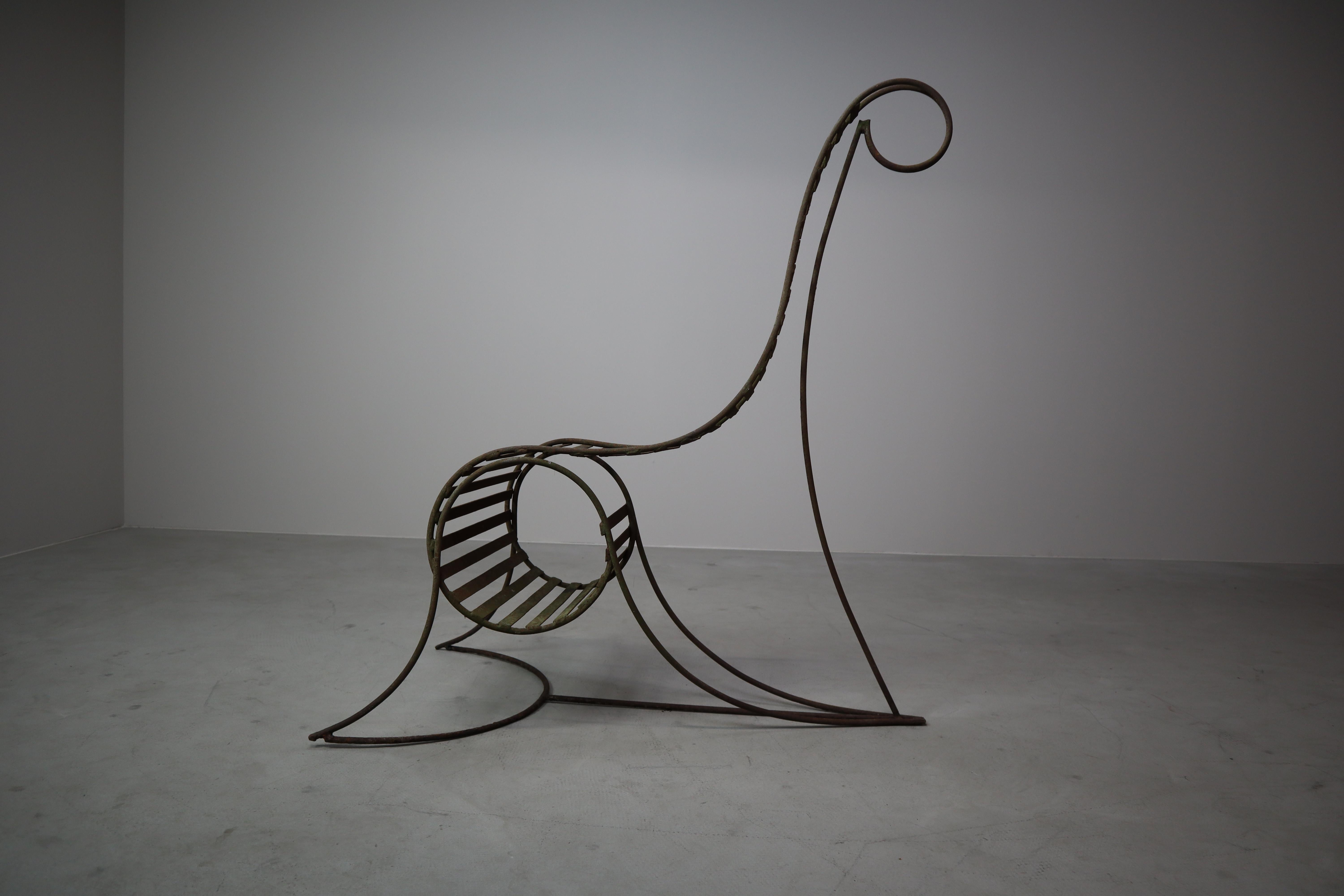 Set of three sculptural iron chairs, in the style of André Dubreuil For Sale 2