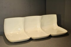 juego de tres asientos :  3 , 2 y 1  asiento de cuero negro y plástico