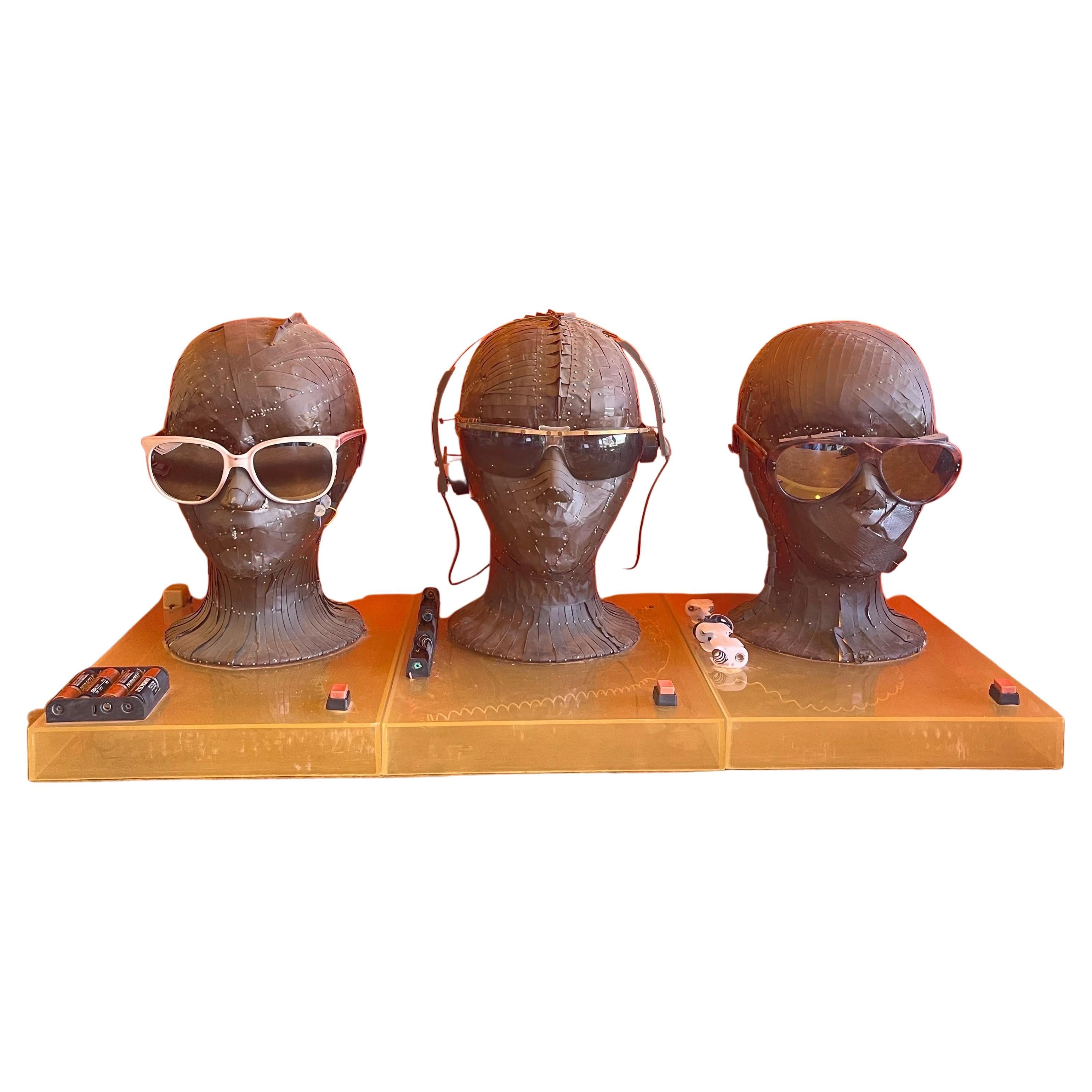 Set di tre teste/sculture Steampunk 