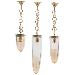 Ensemble de trois pendentifs Seguso Vetri d'Arte avec inclusions de poussière en or