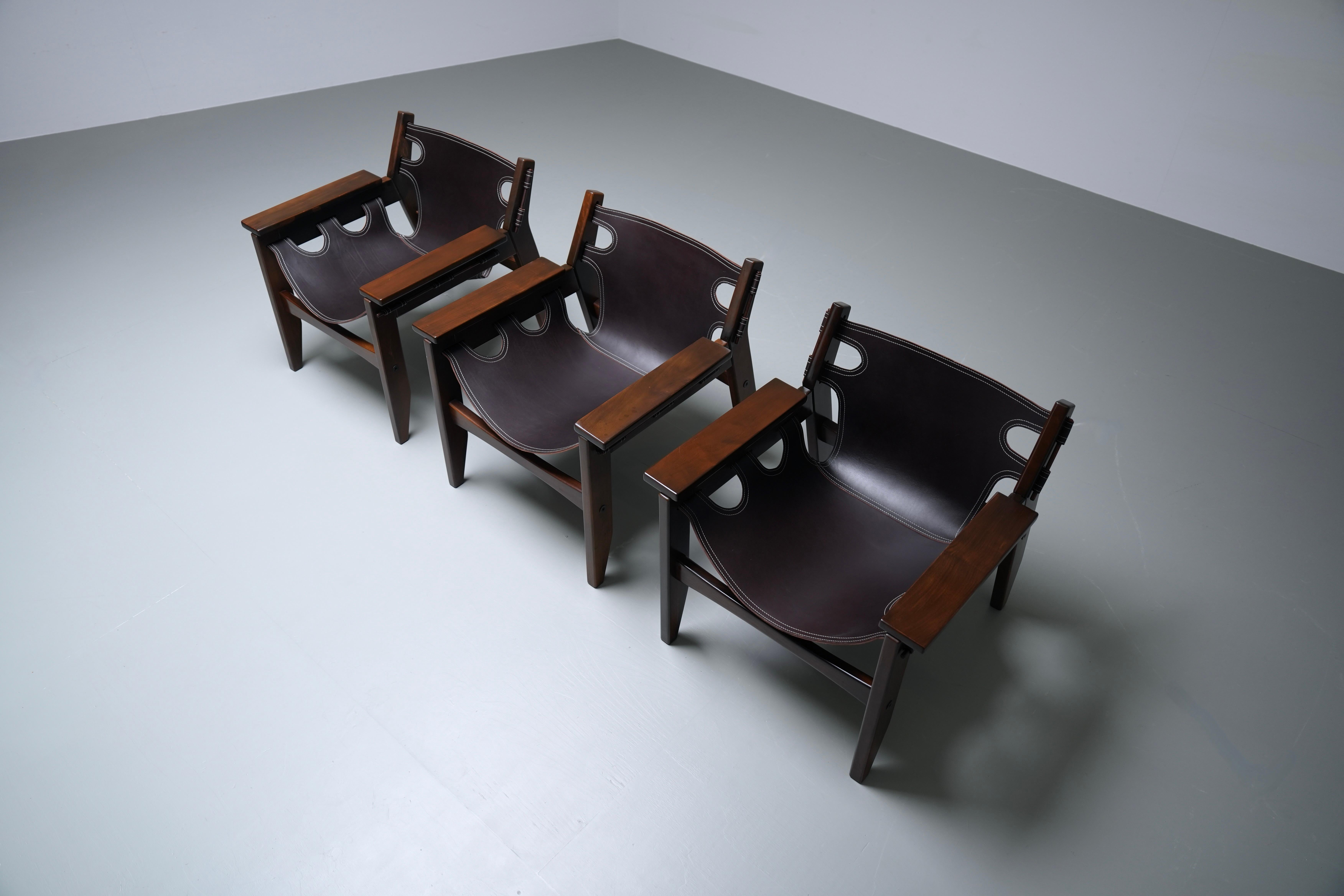 Mid-Century Modern Sergio Rodrigues ‘Kilin' Lounge Chairs. set of three, Brasil, 1970s For Sale