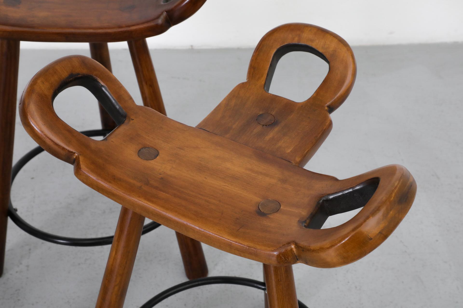 Iron Set of Three Sergio Rodriguez Style Low 'Marbella' Counter Stools