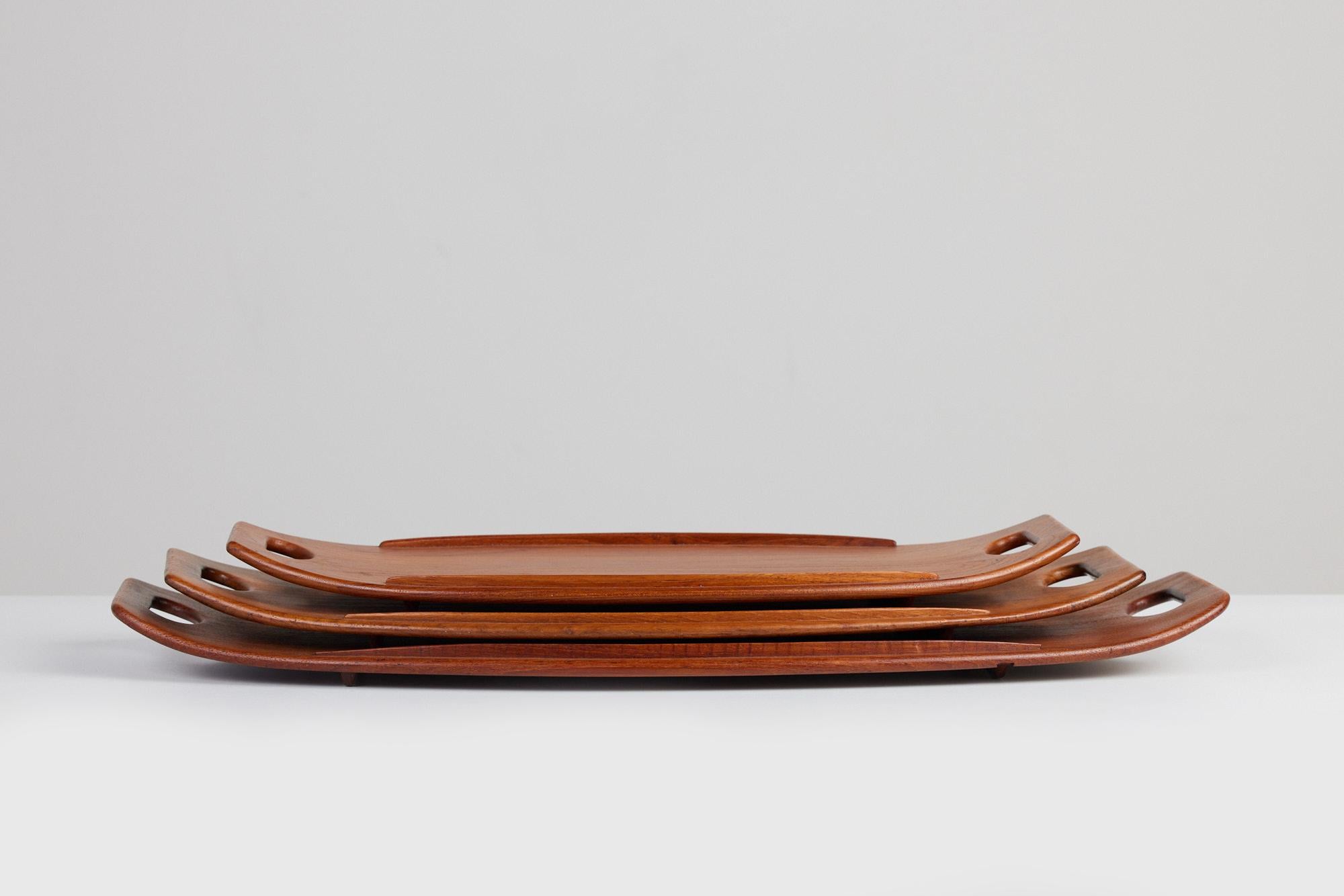 Mid-Century Modern Set of Three Serving Trays by Jens Quistgaard for Dansk For Sale