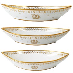Set of 3 Sèvres Navette Plates, Louis Philippe I From the Château de Compiègne