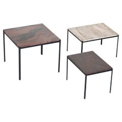 Set of three side tables in marble and travertine The Netherlands 1960
