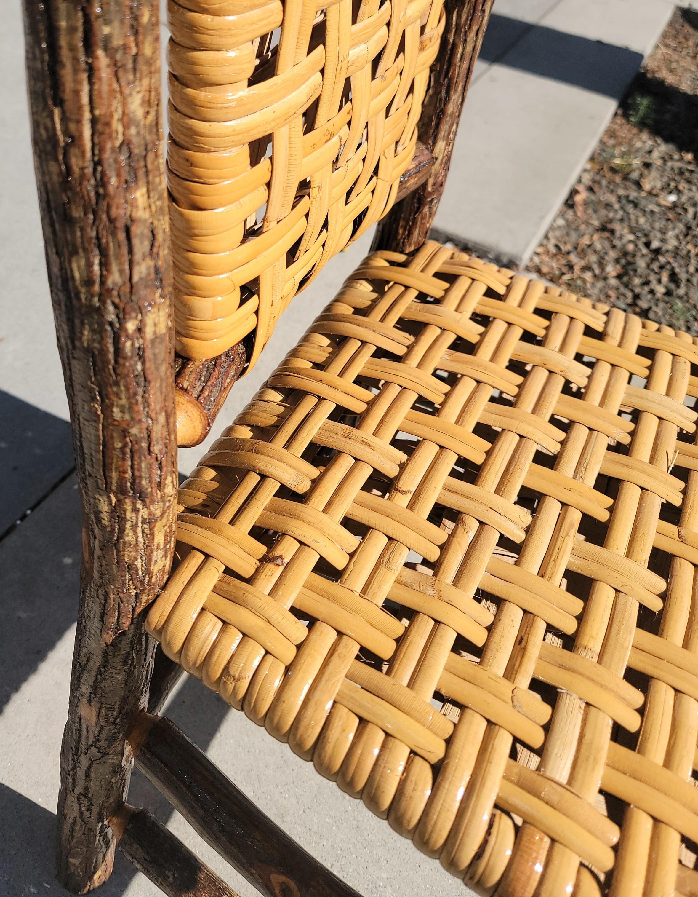 Rattan Set of Three Signed  Old Hickory Side Chairs