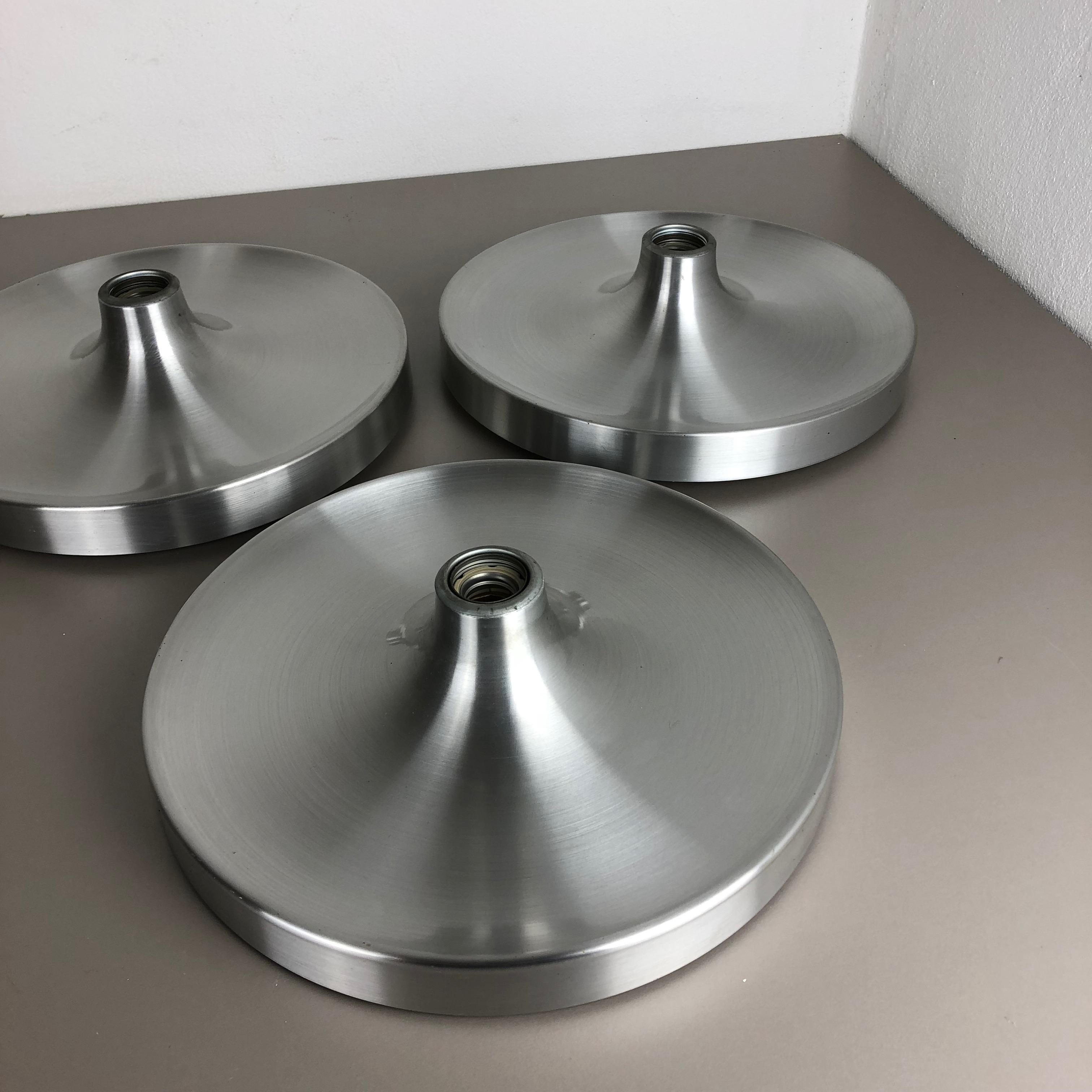 Set of Three Silver 1960s Charlotte Perriand Disc Wall Light by Honsel, Germany 3