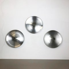 Set of Three Silver 1960s Charlotte Perriand Disc Wall Light by Honsel, Germany