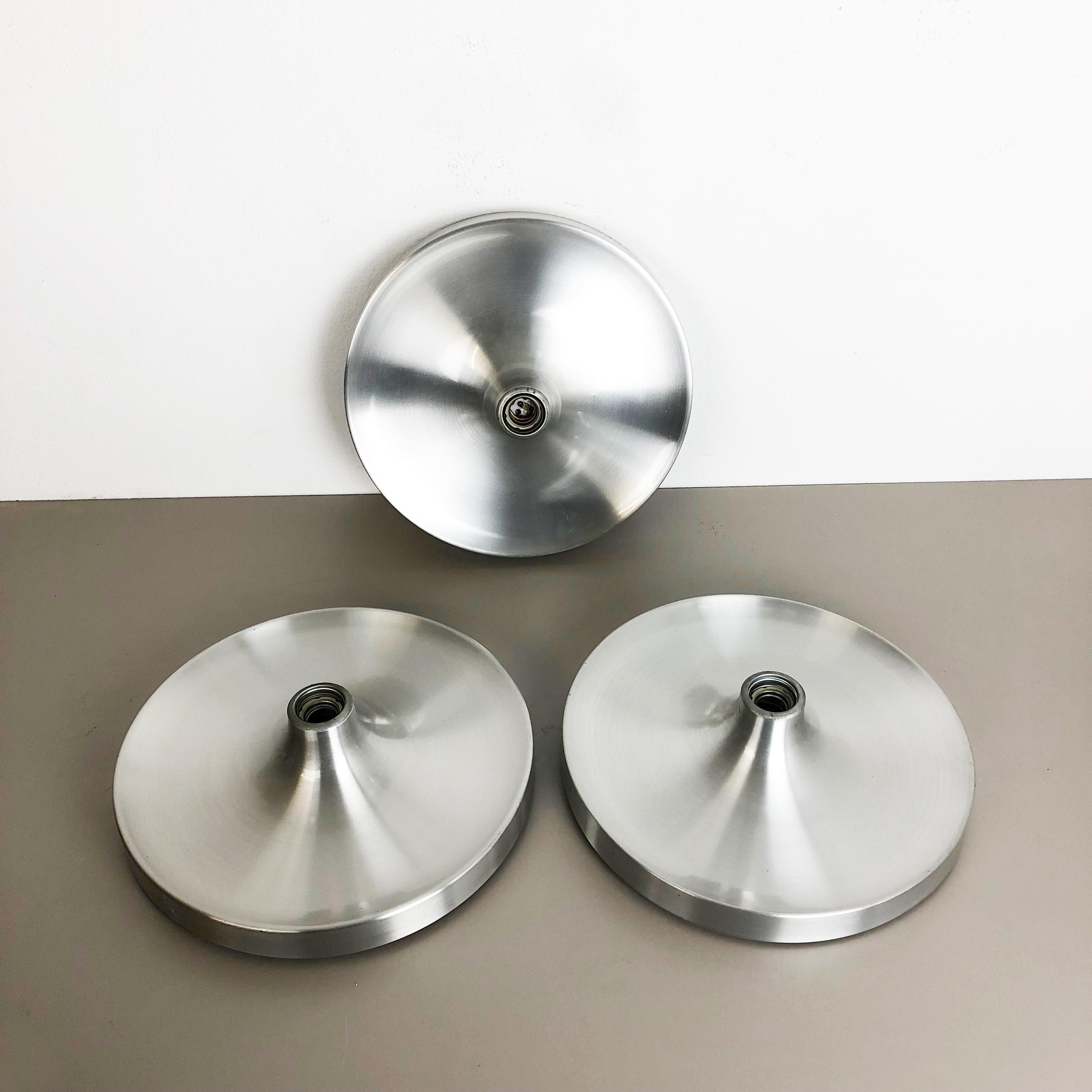 Set of Three Silver 1960s Charlotte Perriand Disc Wall Light by Honsel, Germany 1