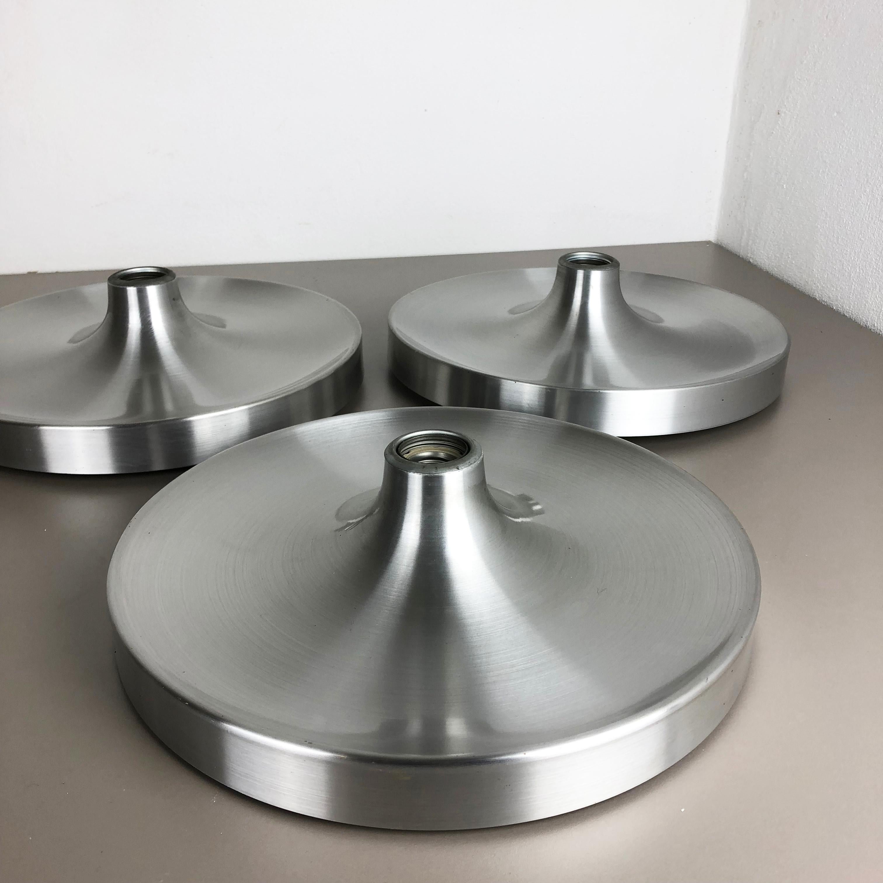 Set of Three Silver 1960s Charlotte Perriand Disc Wall Light by Honsel, Germany 2
