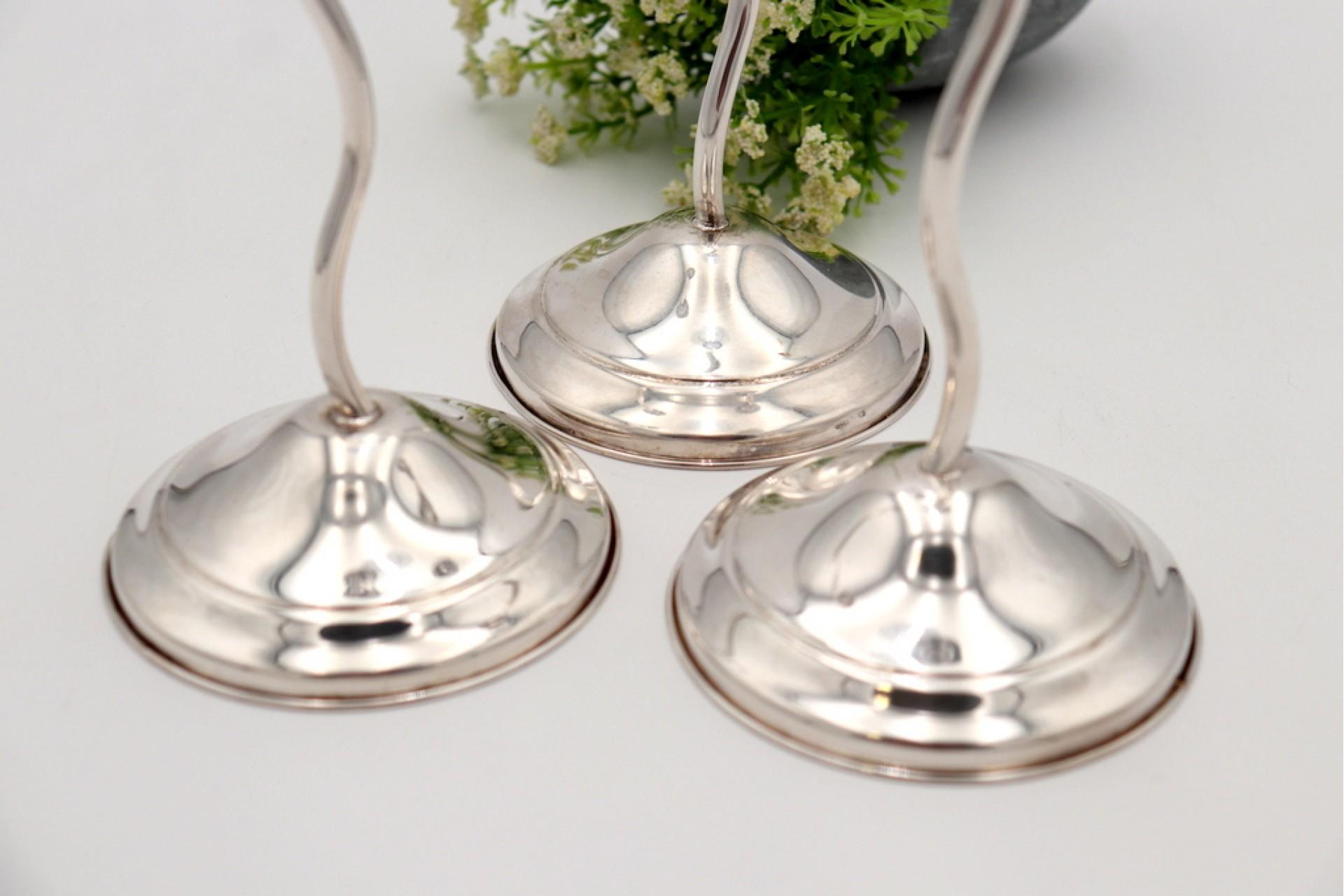 European Set of three silver candlesticks For Sale