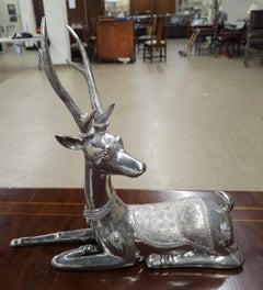 Set of Three Silver Metal Figures of Graduated Deers