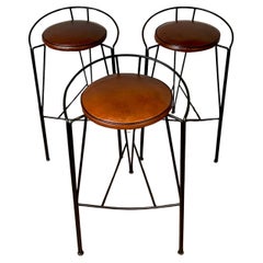 Set of Three, Silver Moon Bar Stools by Pascal Morgue, Circa 1980
s