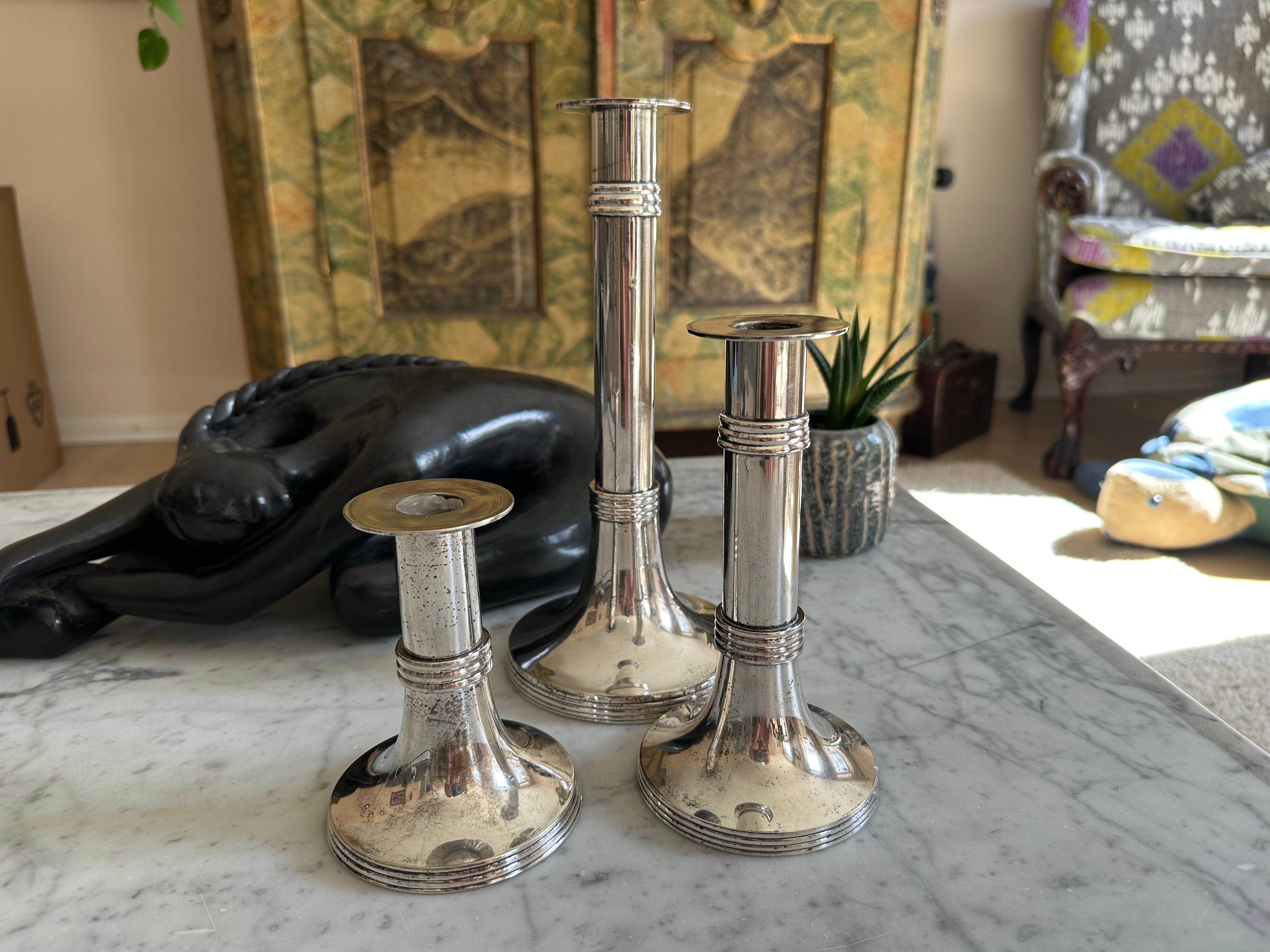 Set of Three Silver-Plated 