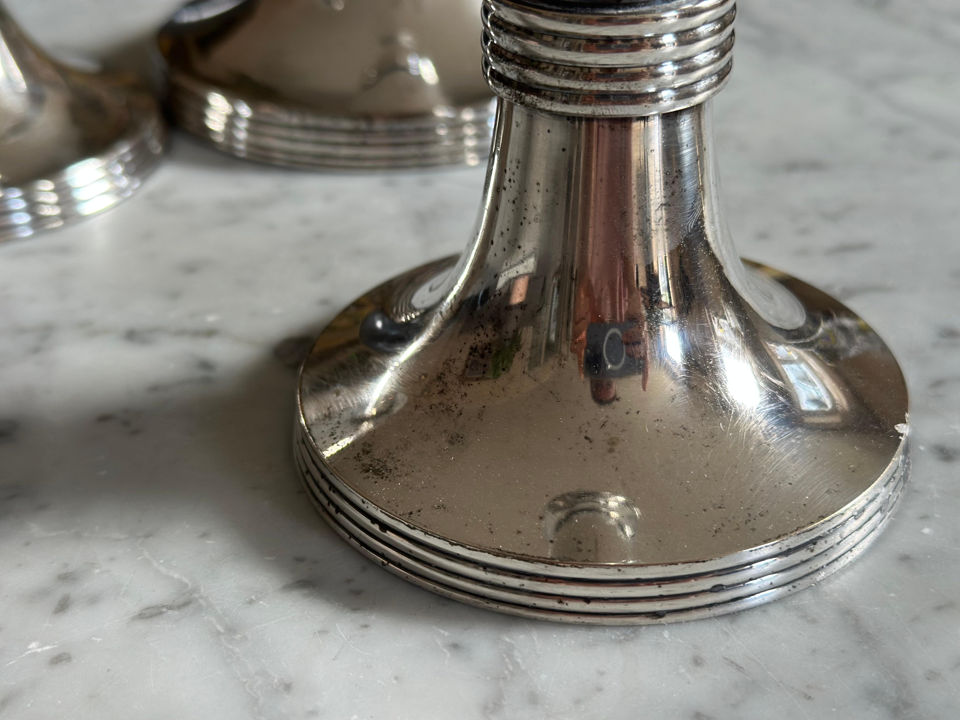 Metal Set of Three Silver-Plated 