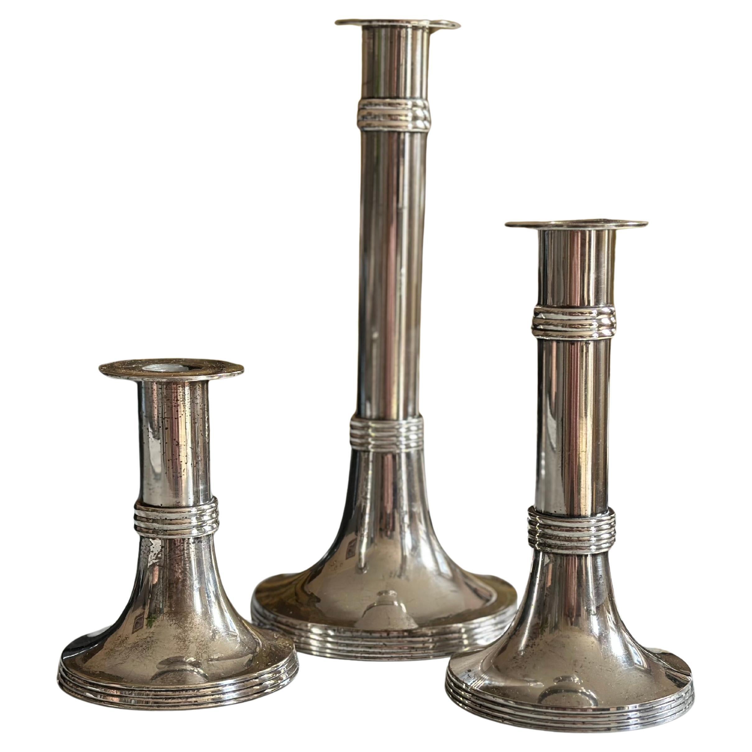 Set di tre candelieri "Luise" placcati in argento di Lambert, anni '60
