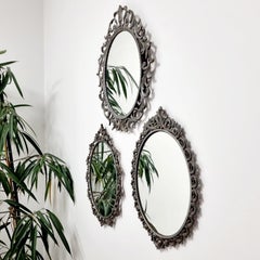 Set of Three Silver Wall Mirrors, Italy 60s
