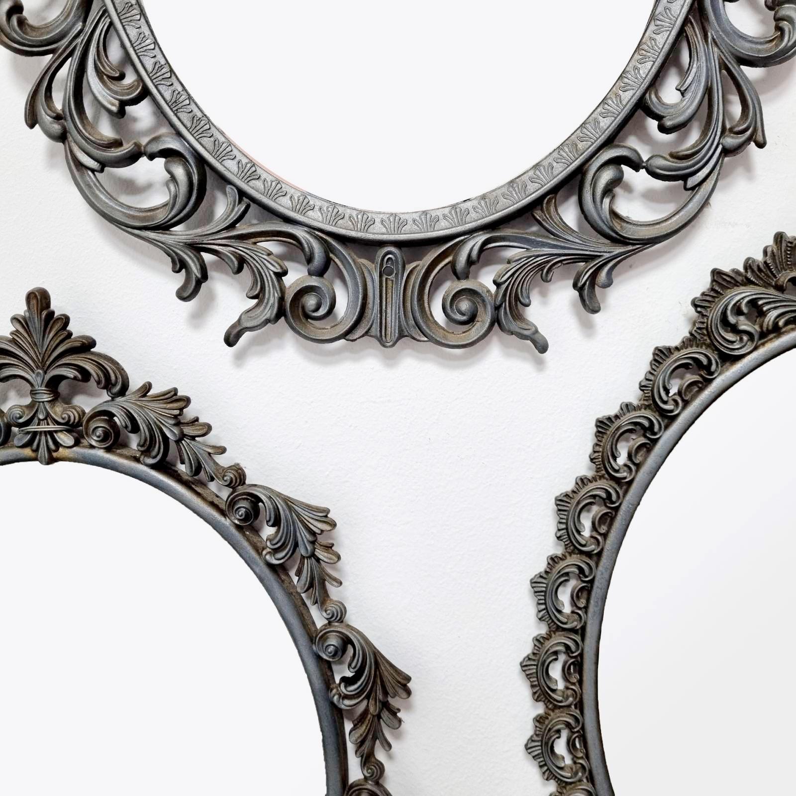 Mid-20th Century Set of Three Silver Wall Mirrors, Italy 60s For Sale