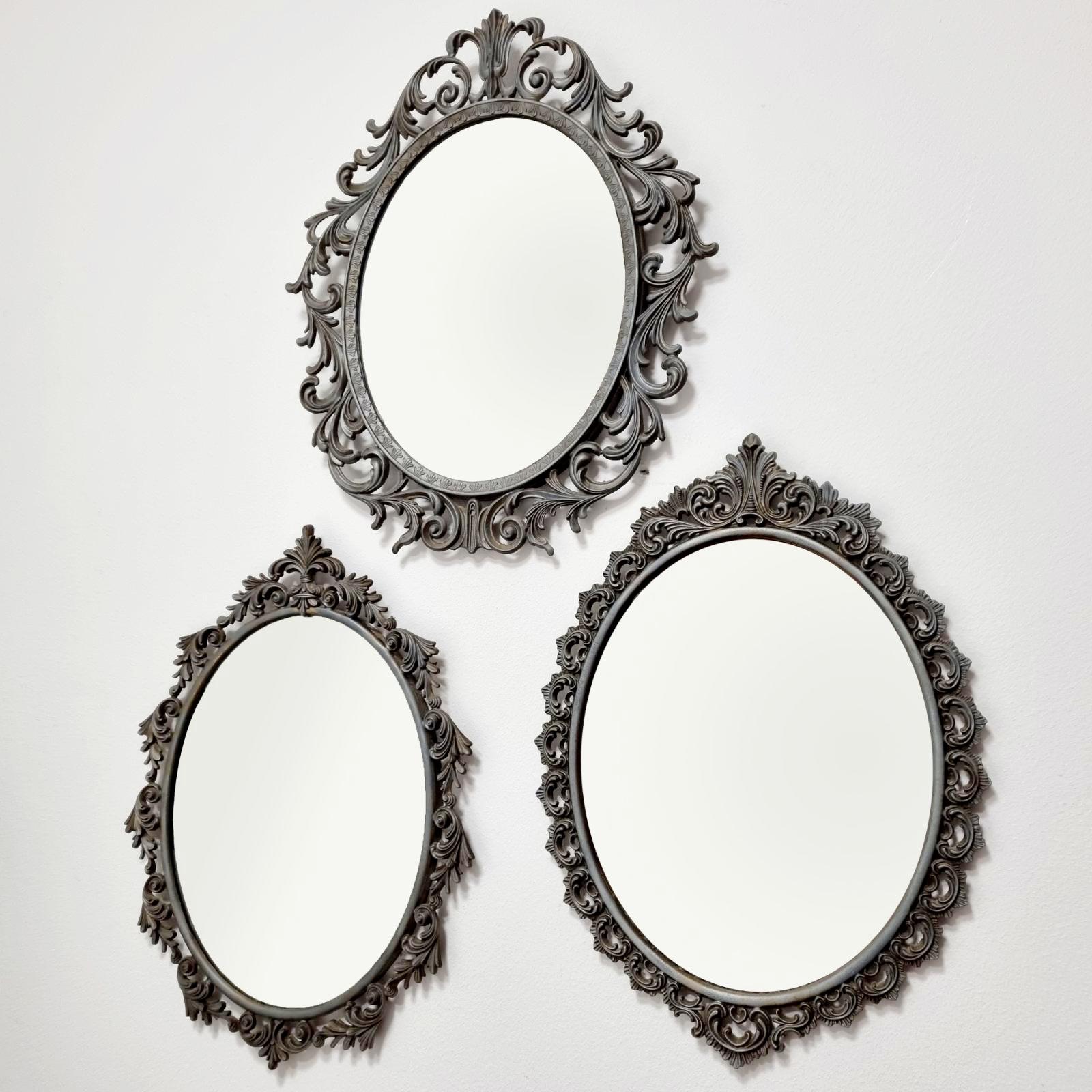 Set of Three Silver Wall Mirrors, Italy 60s For Sale 1