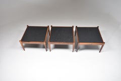 Set of Three Slate and Rosewood Coffee Tables "Universe" by Kai Kristiansen 1960