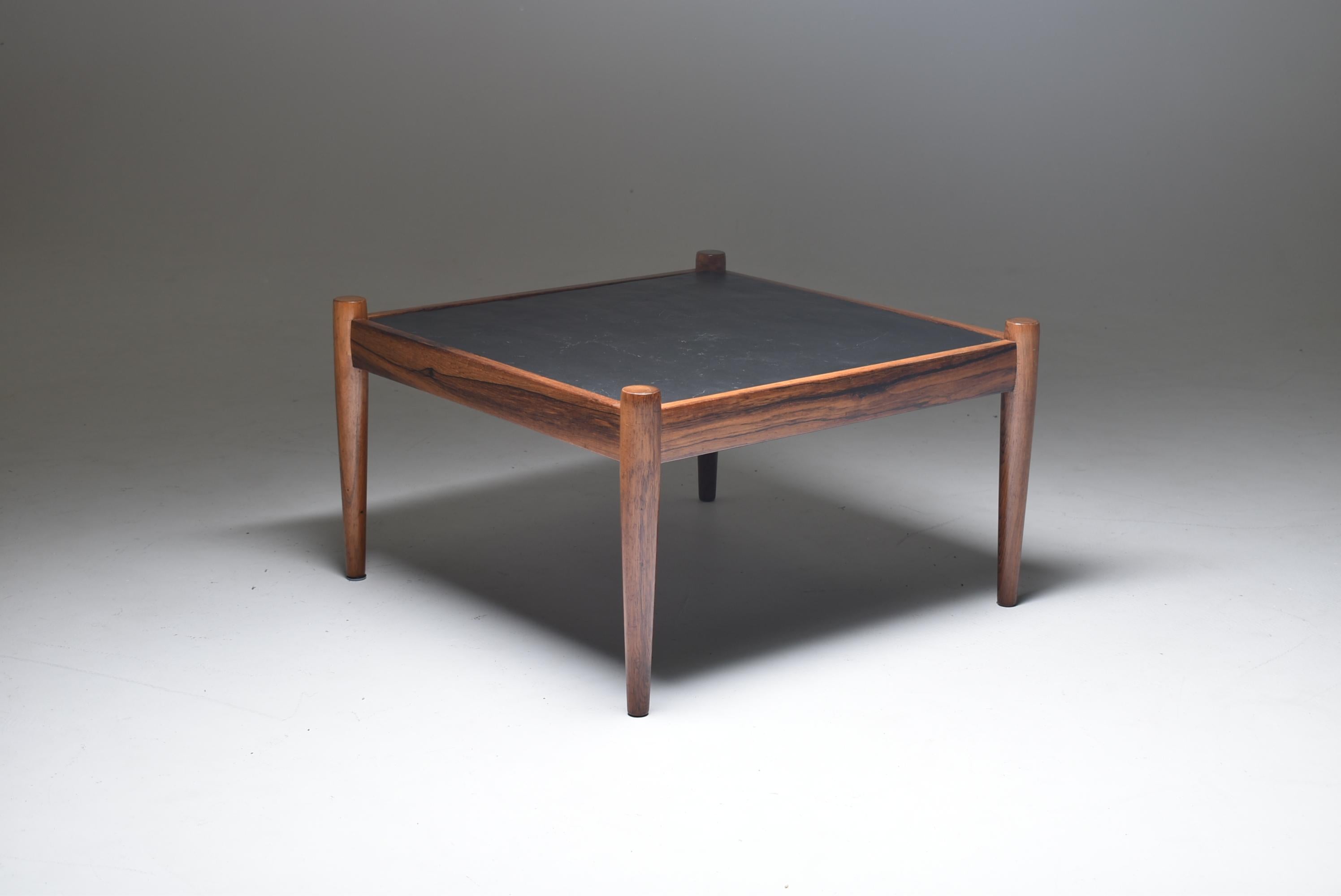 Set of Three Slate and Rosewood Coffee Tables 