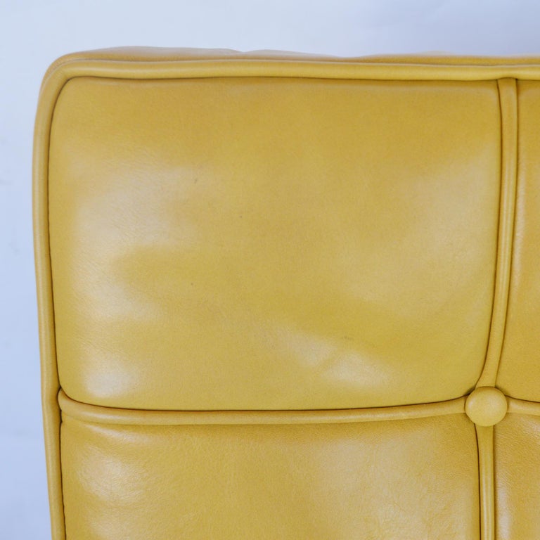 Leather Set of Three, Sleek Barcelona Chairs and Sofa, c 1970s