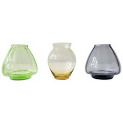 Vintage Set of Three Small Colored Glass Vases by A.D. Copier, the Netherlands, 1930s