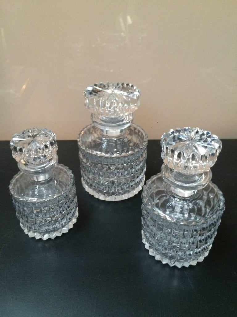 Set of Three Small Crystal Decanters at 1stDibs