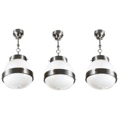 Set of Three Small Delta Lanterns, Sergio Mazza for Artemide, Opaline, Italy