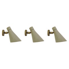 Set of Three Small Giuseppe Ostuni Cream Articulating Wall Lamps for O-Luce Set of Three Small Giuseppe Ostuni Cream Articulating Wall Lamps for O-Luce