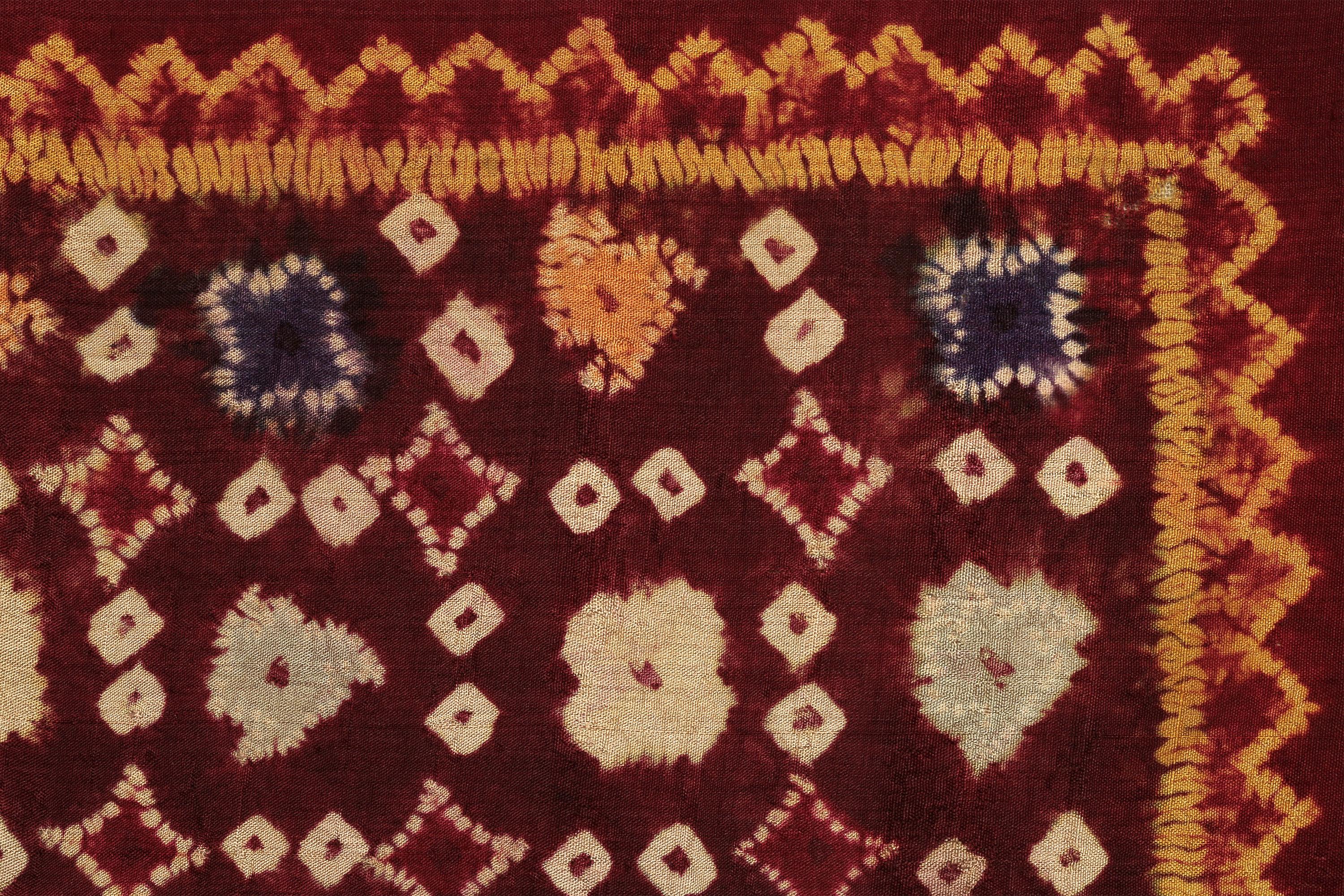 Dyed Set of Three Small Khmer Ritual Cloths, Cambodia, Early 20th Century For Sale