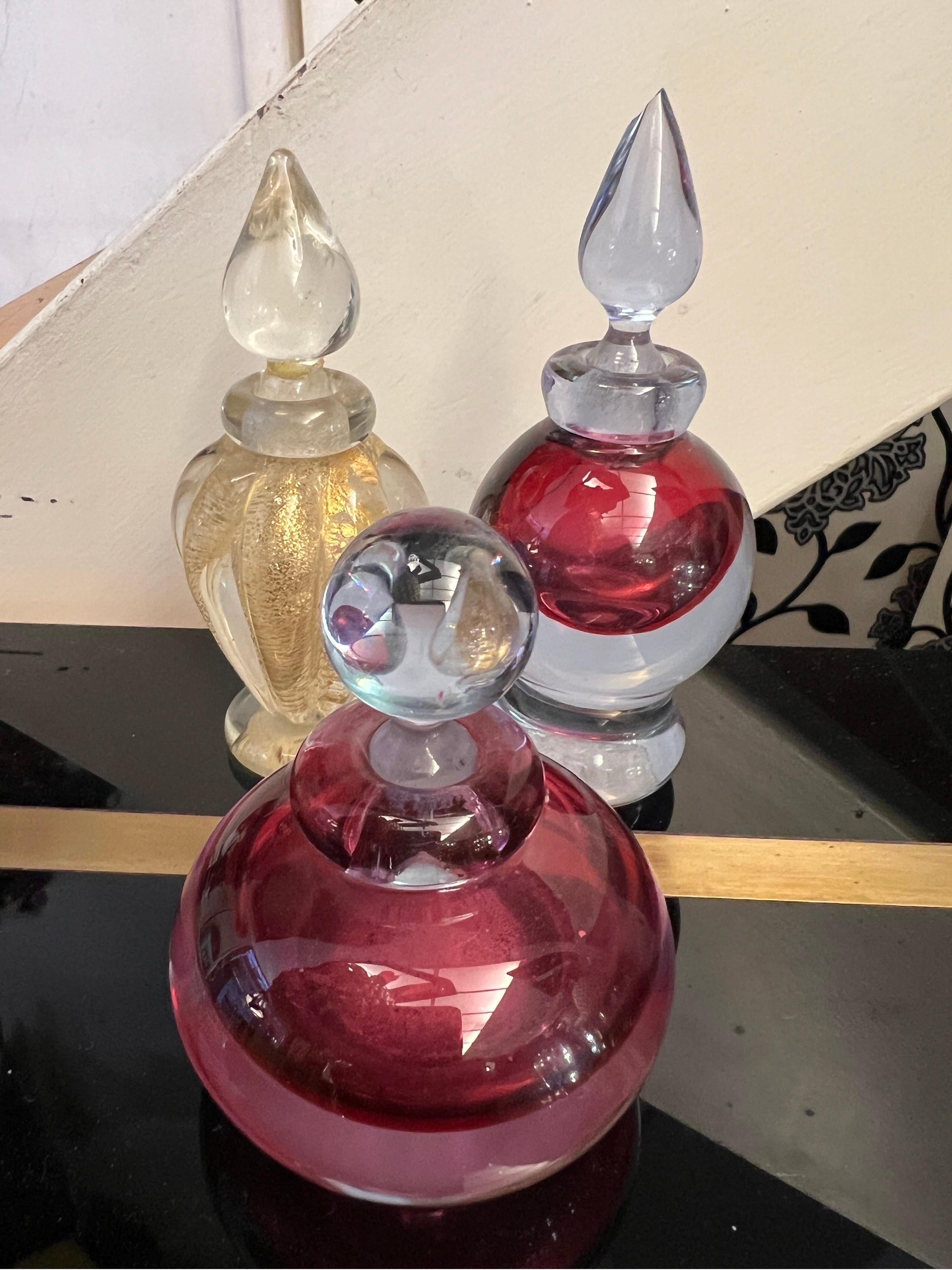 Set of Three Sommerso Perfume Bottles attributed to Archimede Seguso, 1950 For Sale 2