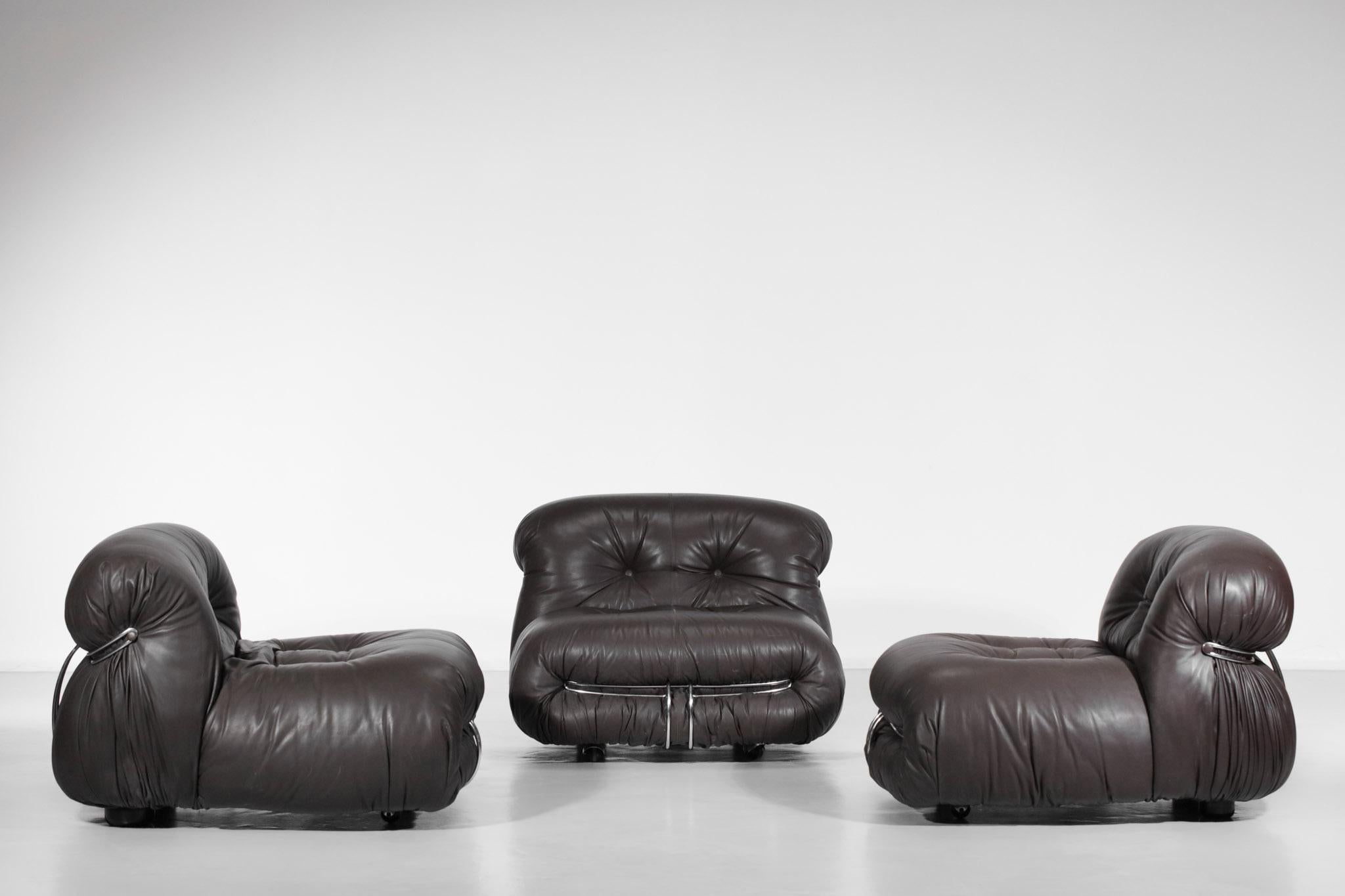 Mid-Century Modern Set of Three Soriana Armchairs by Tobia Scarpa Published by Cassina For Sale
